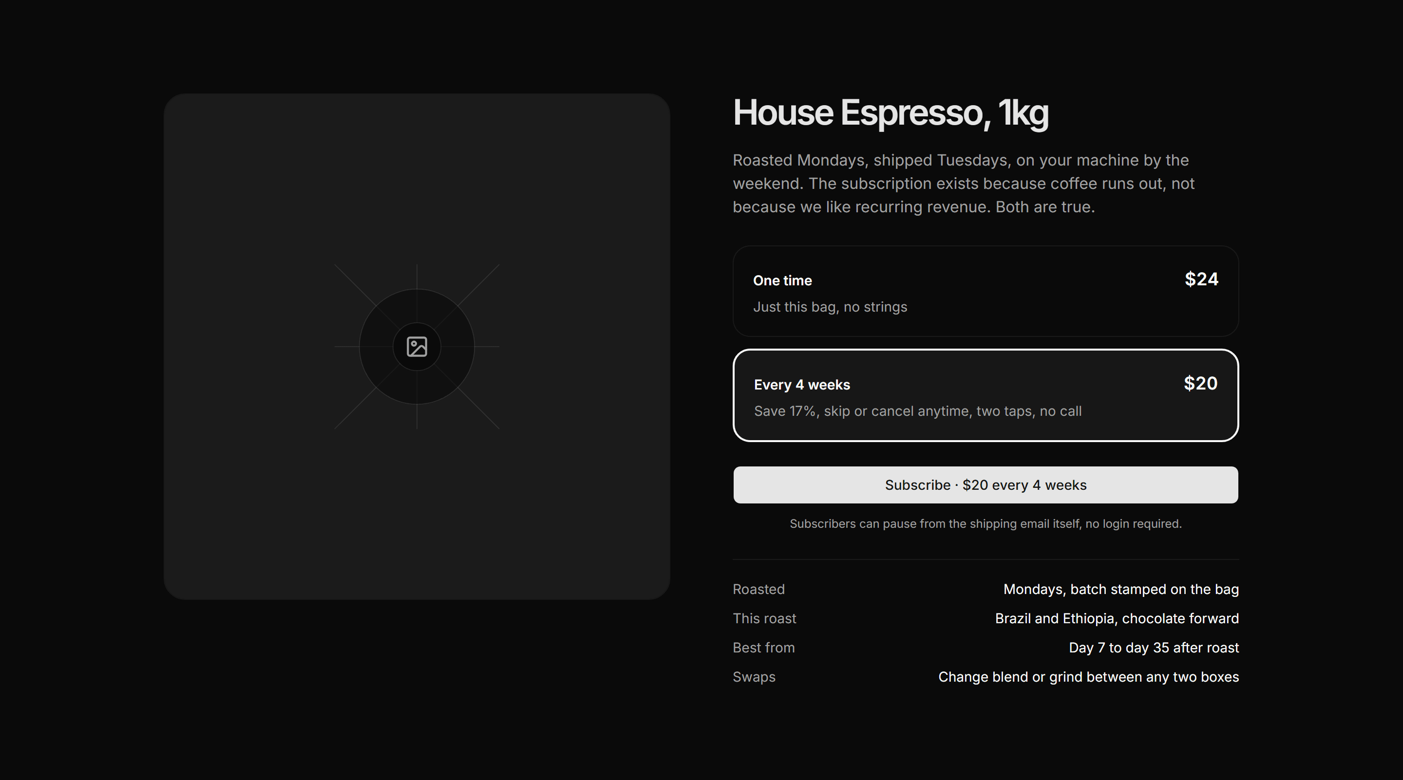 Ecommerce Product Overview: Subscription Options