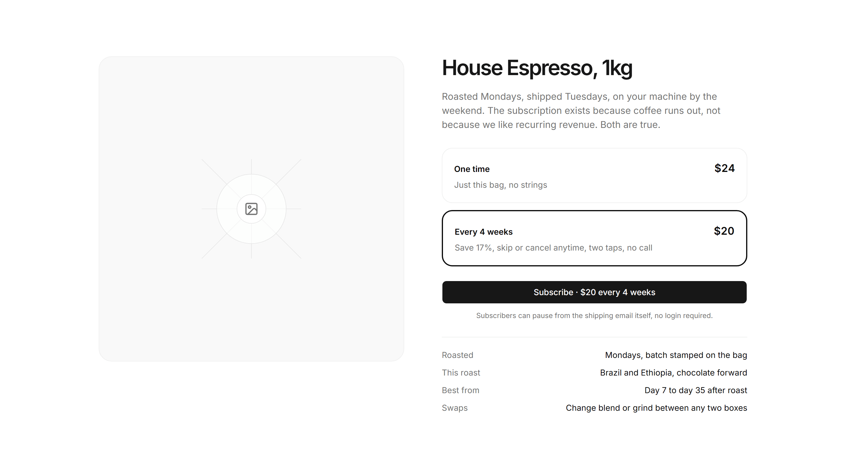 Ecommerce Product Overview: Subscription Options