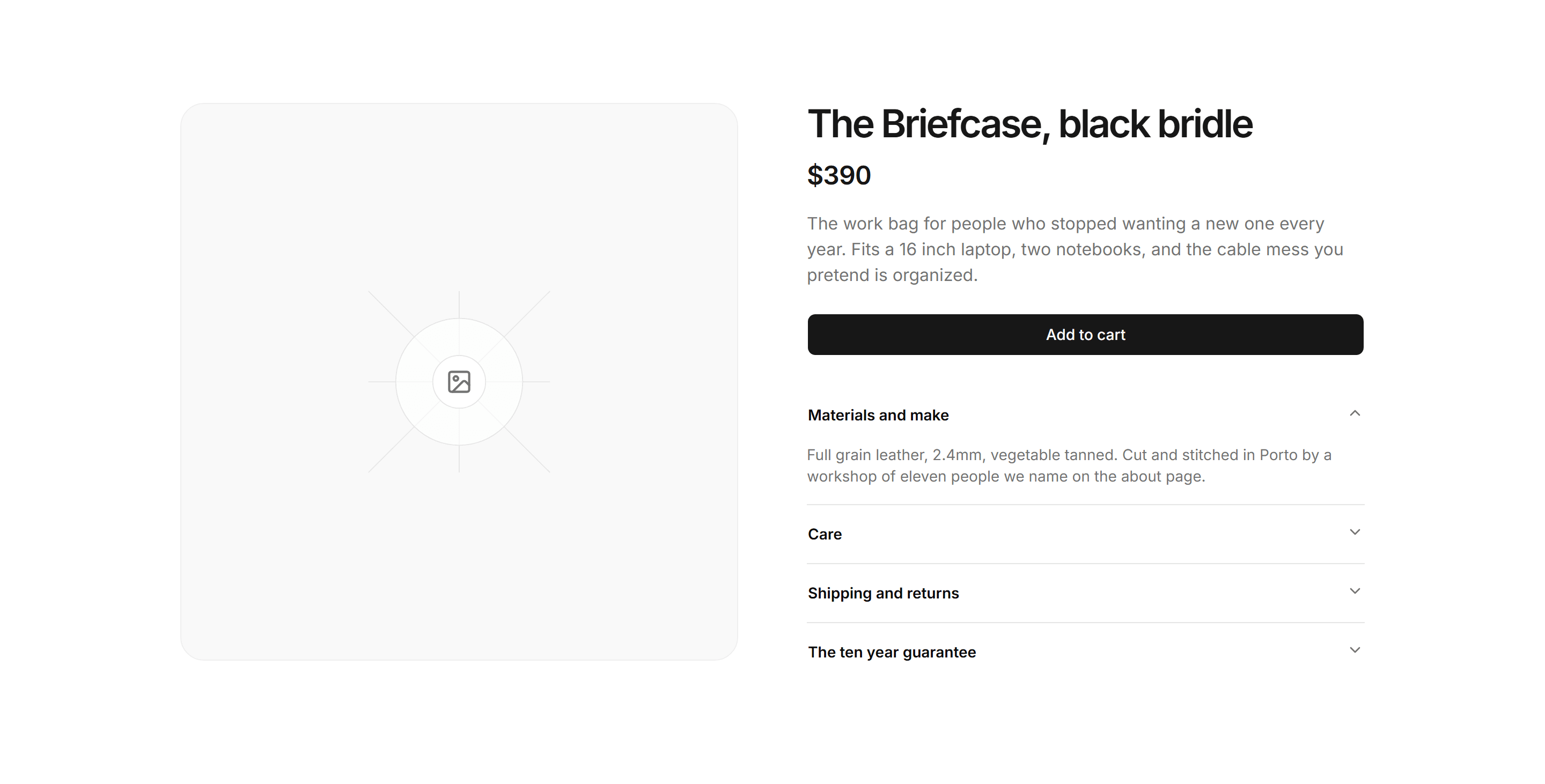 Ecommerce Product Overview: With Accordion Details