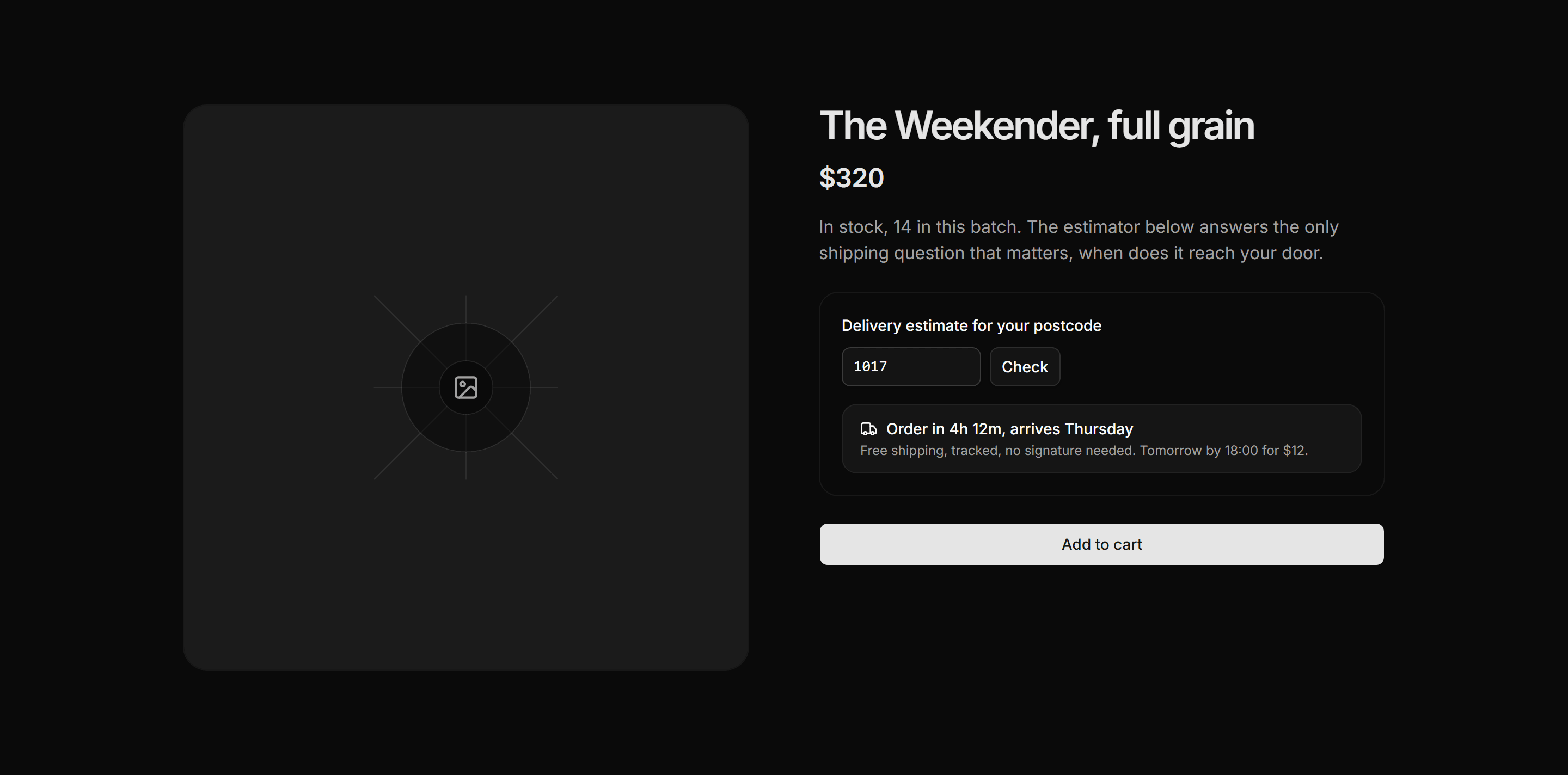 Ecommerce Product Overview: With Shipping Estimator