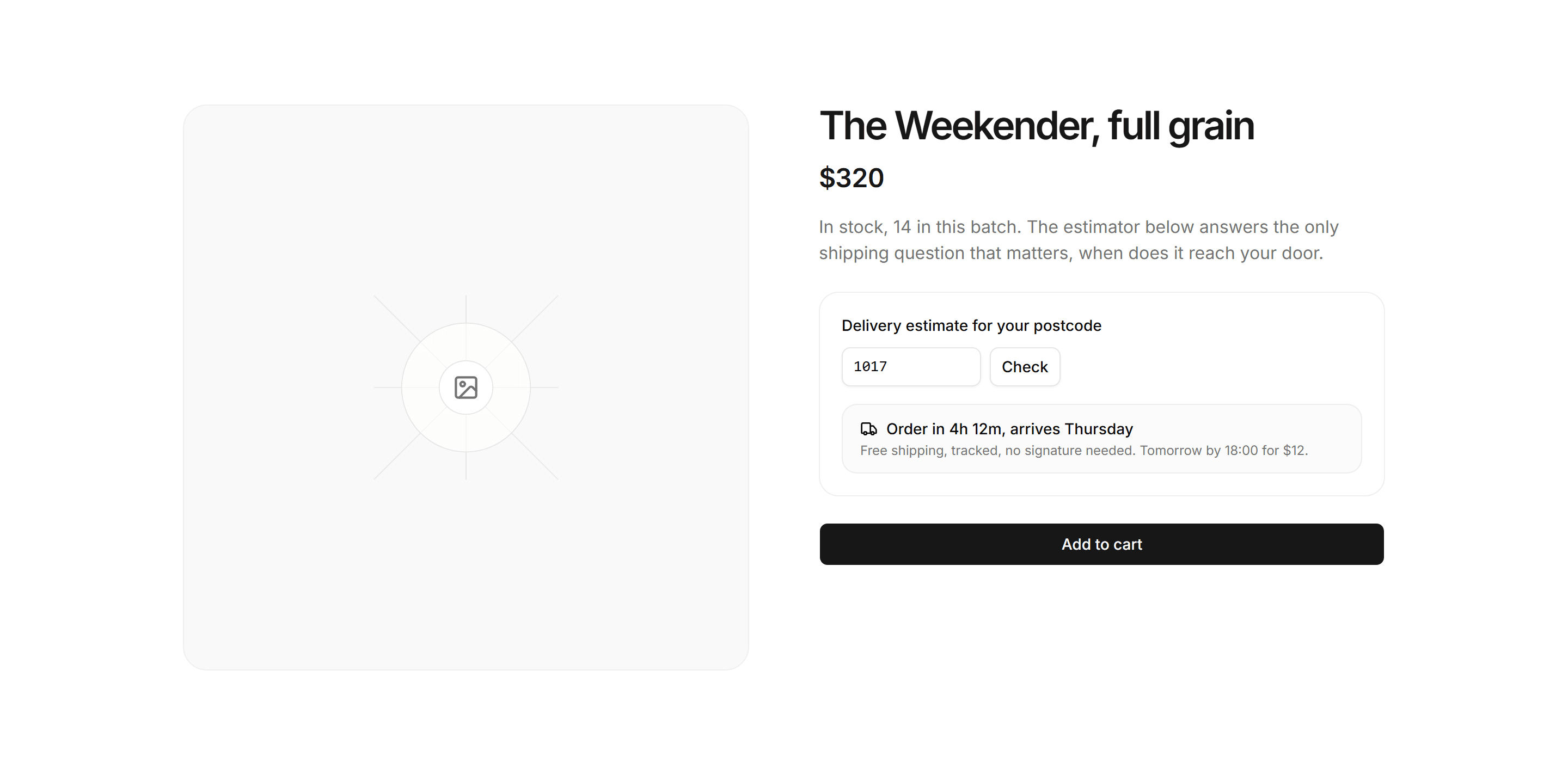 Ecommerce Product Overview: With Shipping Estimator