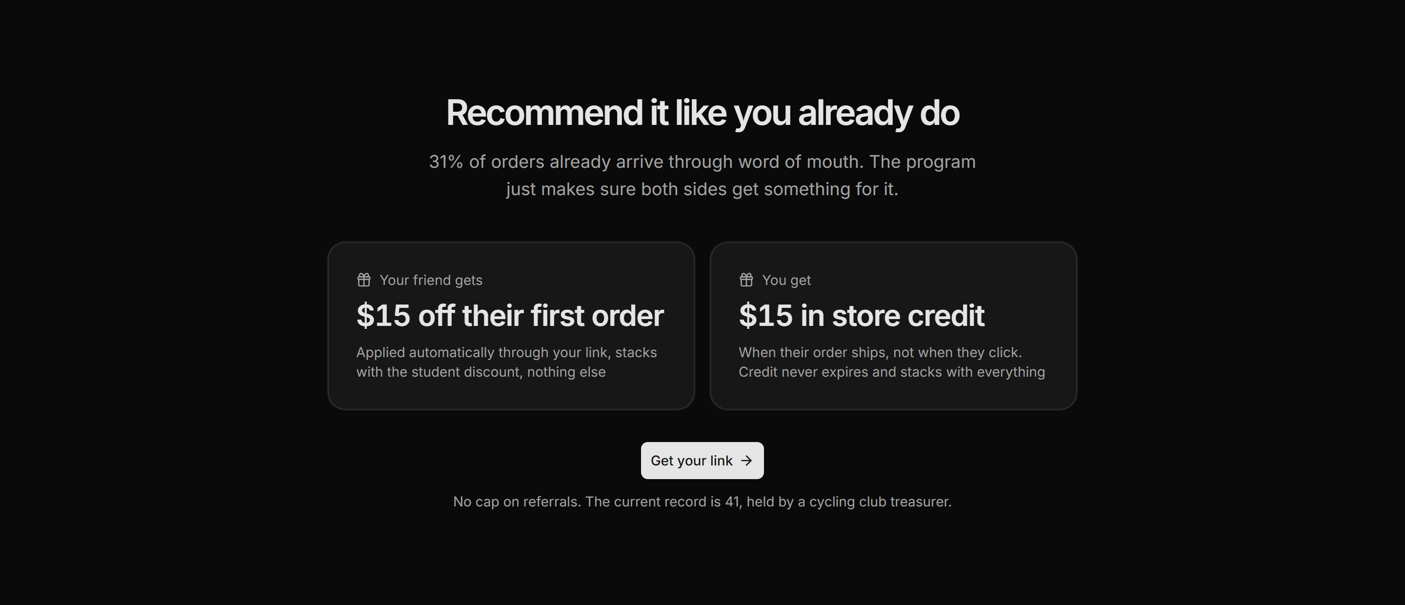 Ecommerce Promo: Referral Program Split