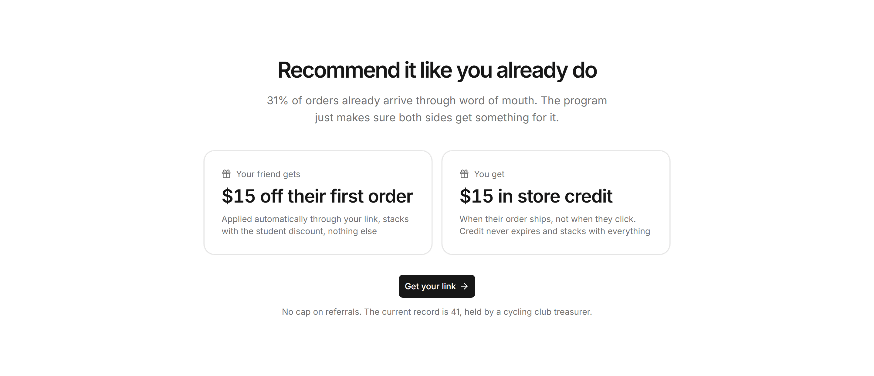 Ecommerce Promo: Referral Program Split