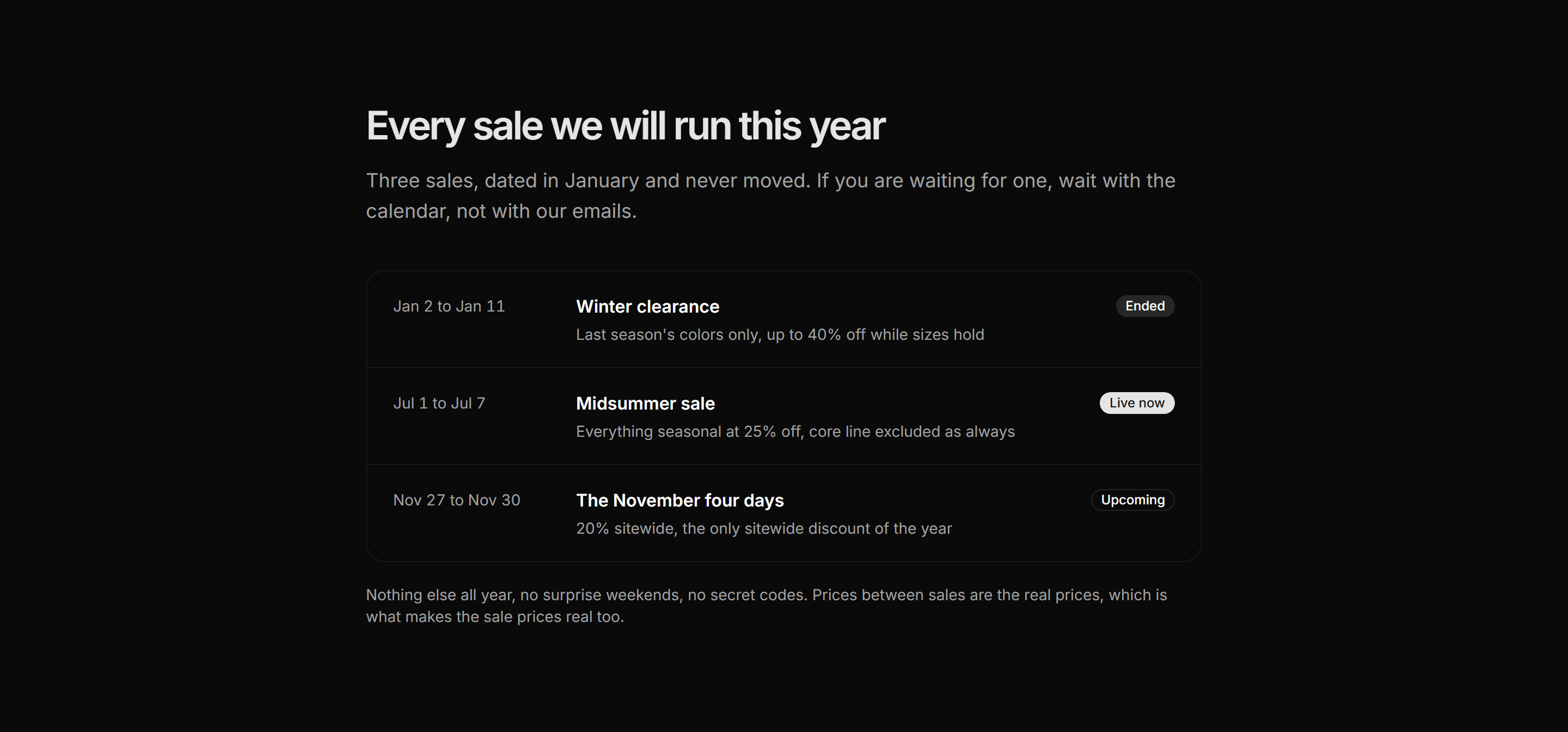 Ecommerce Promo: Sale Calendar Band
