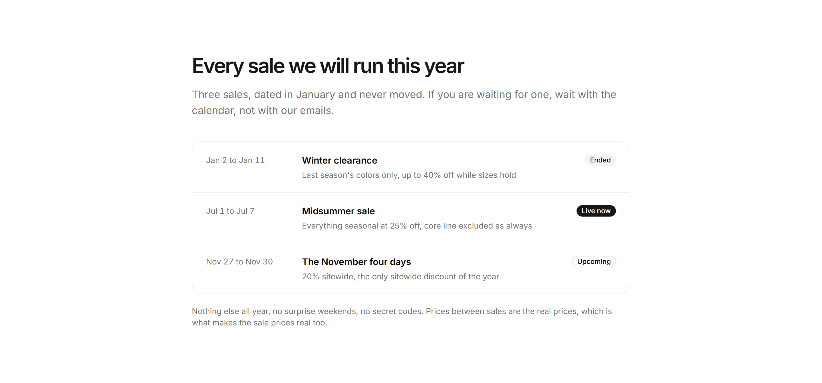 Ecommerce Promo: Sale Calendar Band
