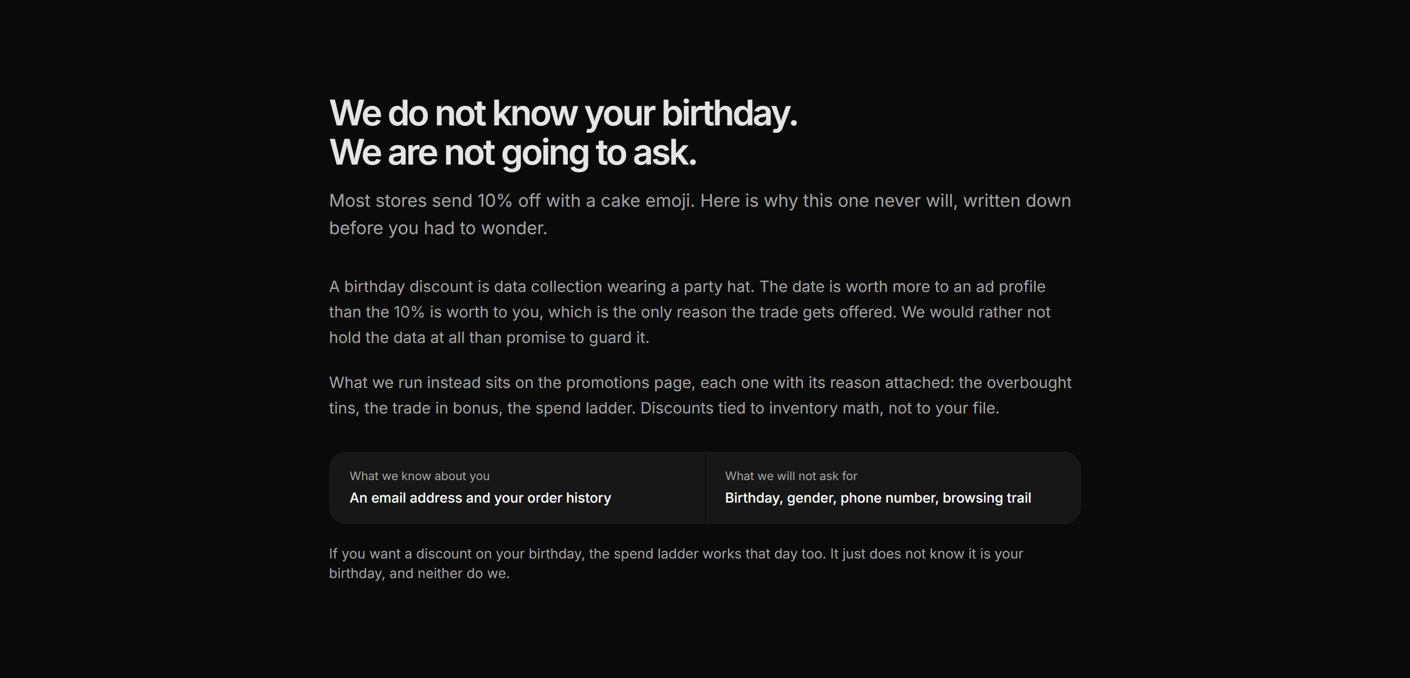 Ecommerce Promo: Why No Birthday Club