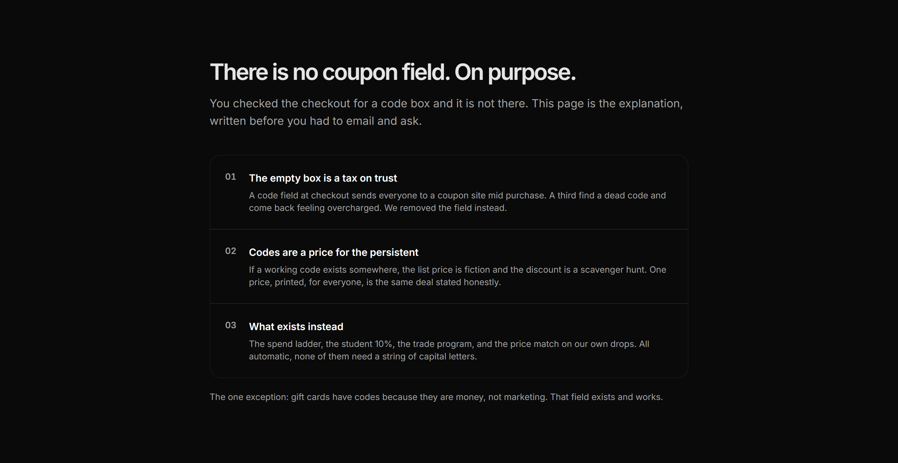 Ecommerce Promo: Why No Coupon Field