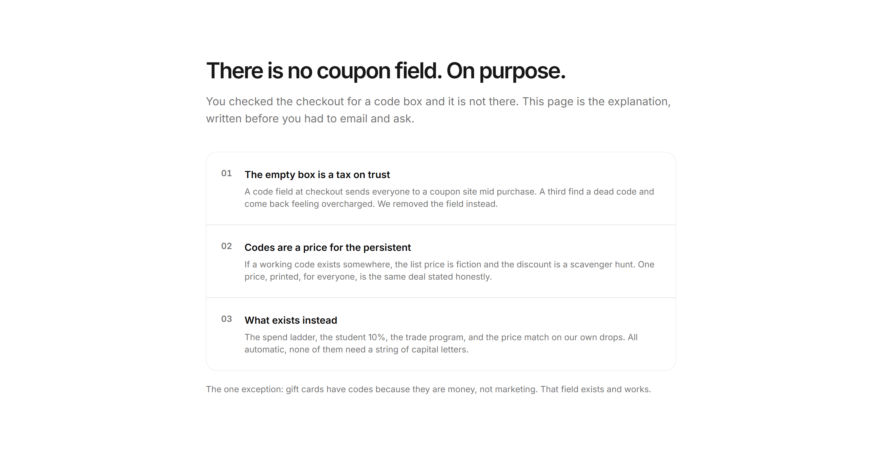 Ecommerce Promo: Why No Coupon Field
