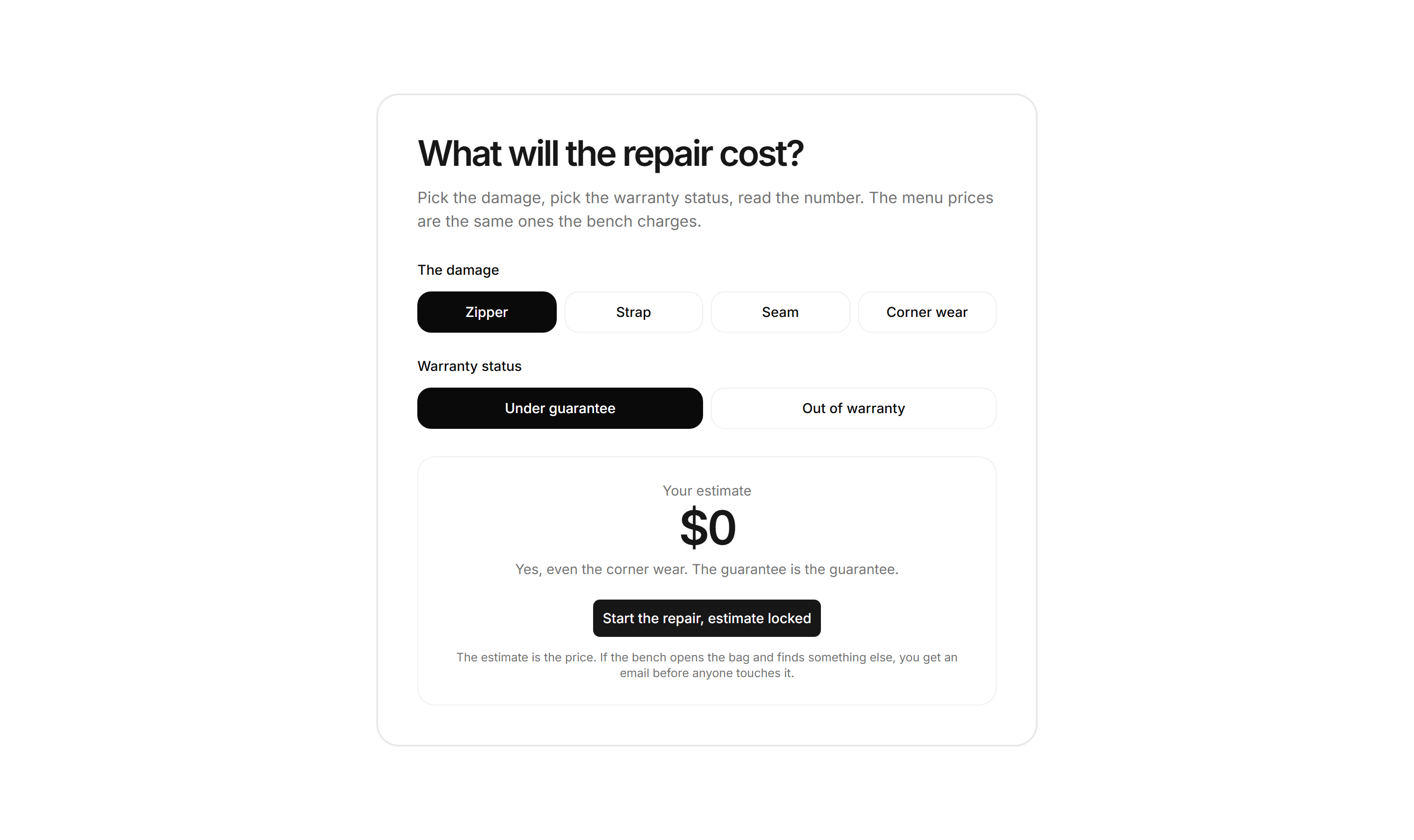 Ecommerce Repair: Repair Cost Estimator