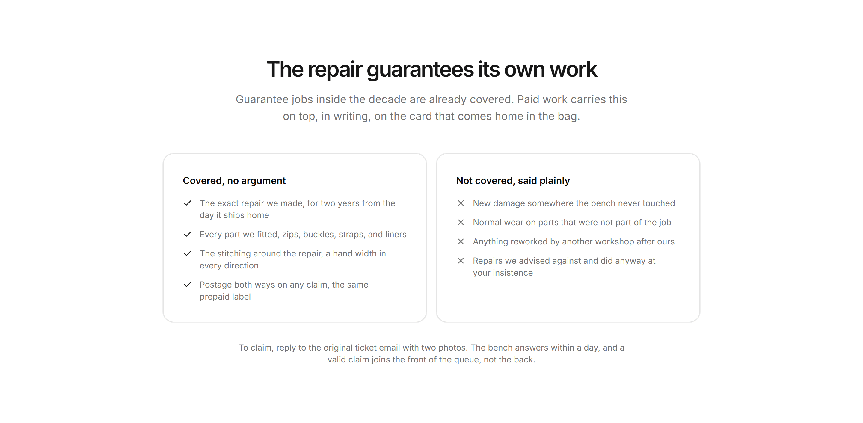 Ecommerce Repair: Repair Guarantee Terms