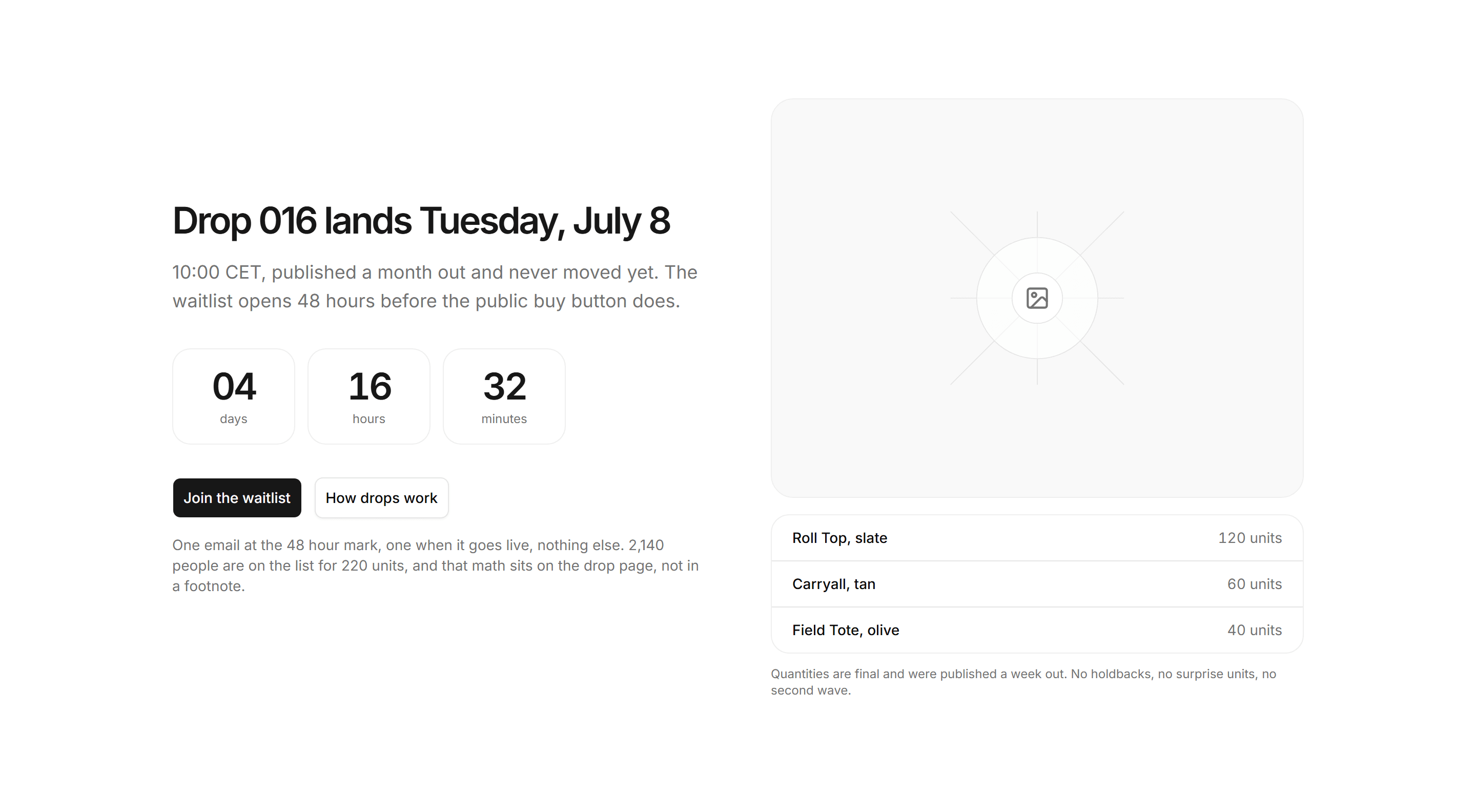 Ecommerce Restocks and Drop: Next Drop Countdown