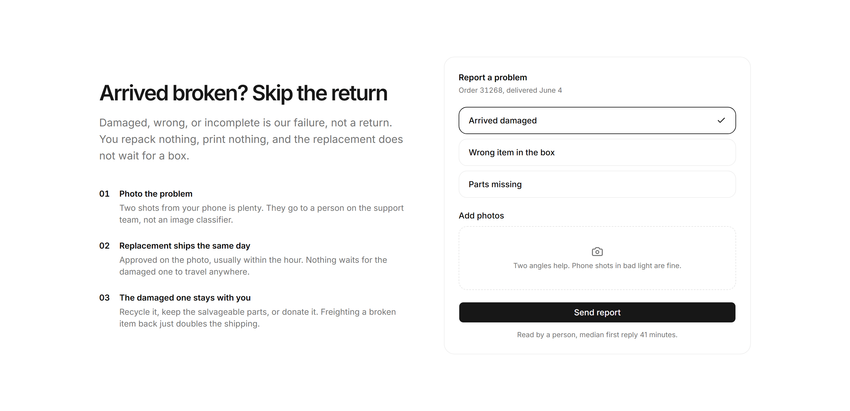 Ecommerce Return: Damaged Item Fast Track
