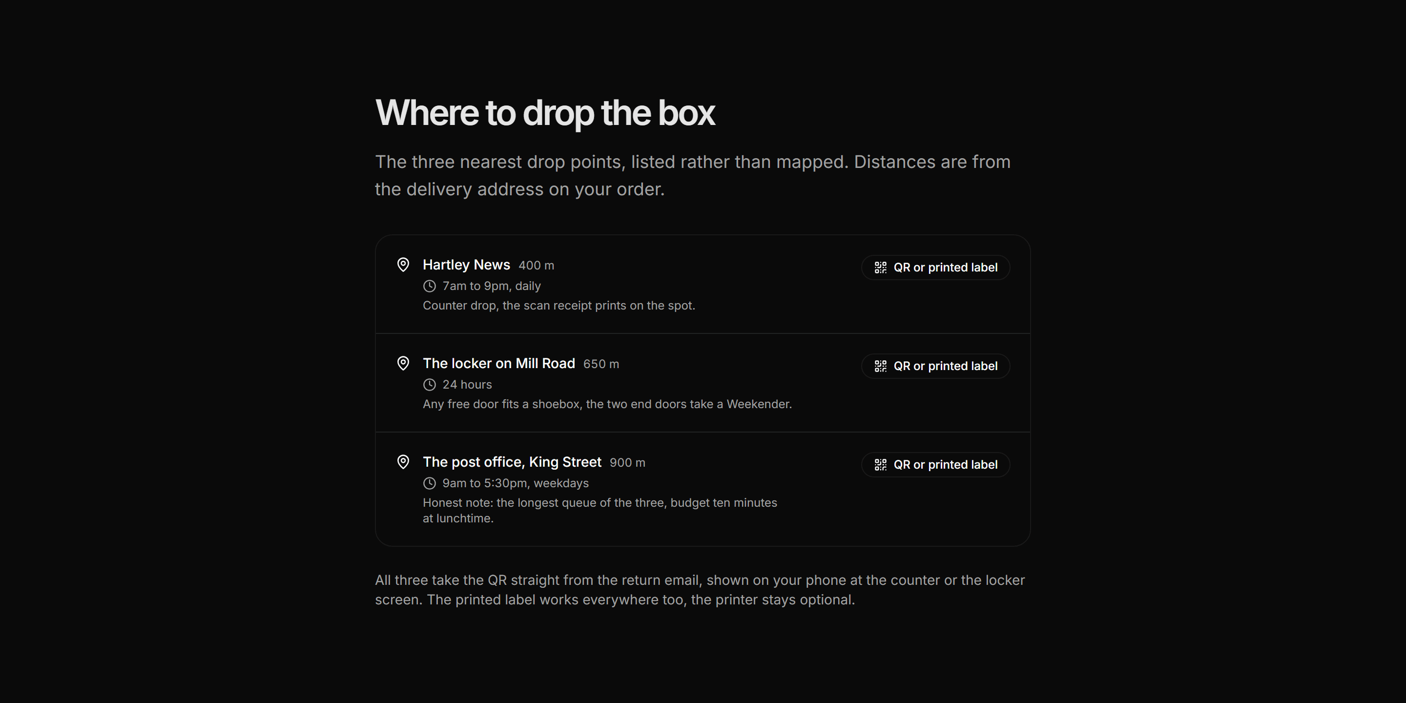 Ecommerce Return: Dropoff Map List
