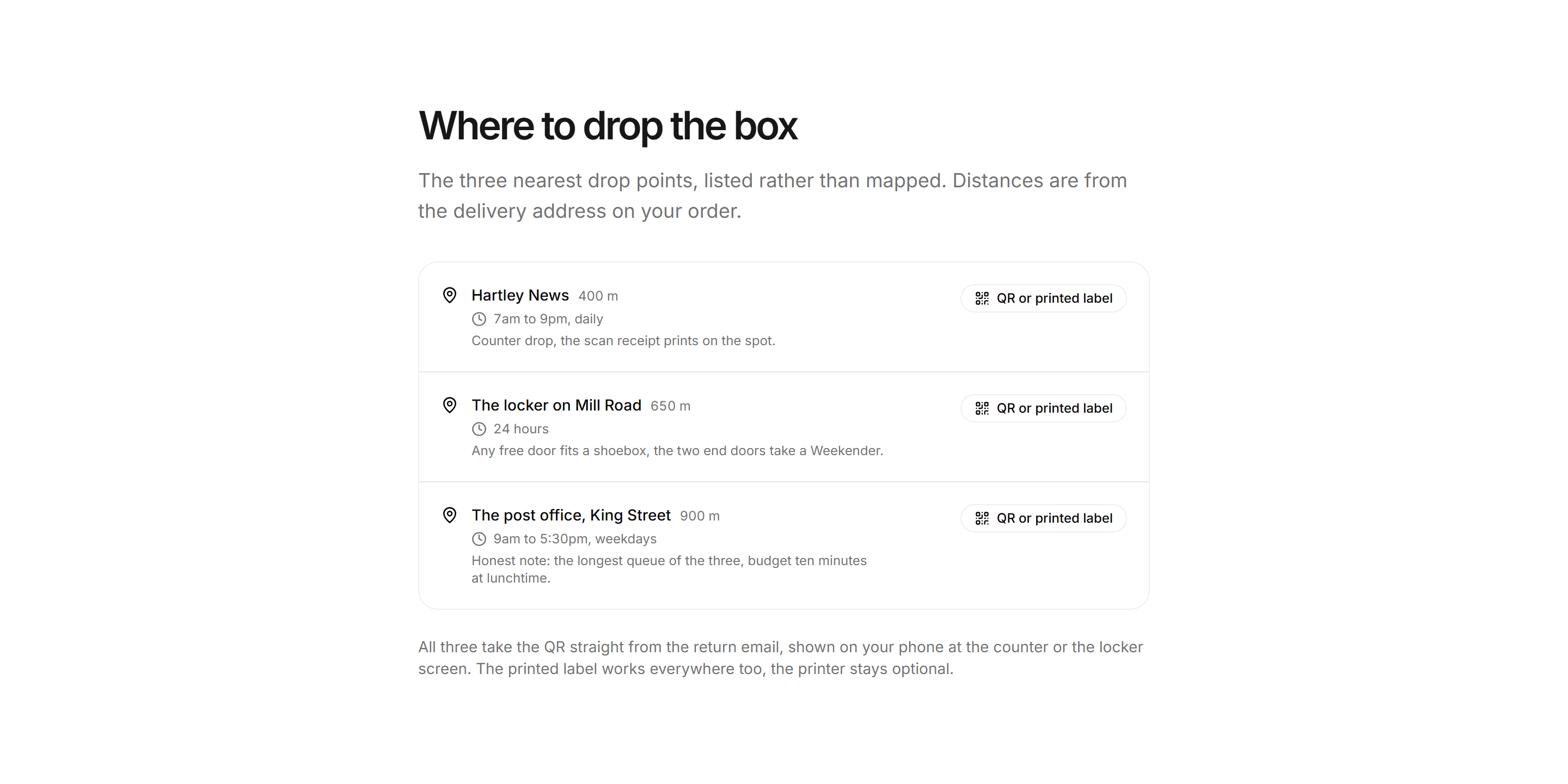 Ecommerce Return: Dropoff Map List