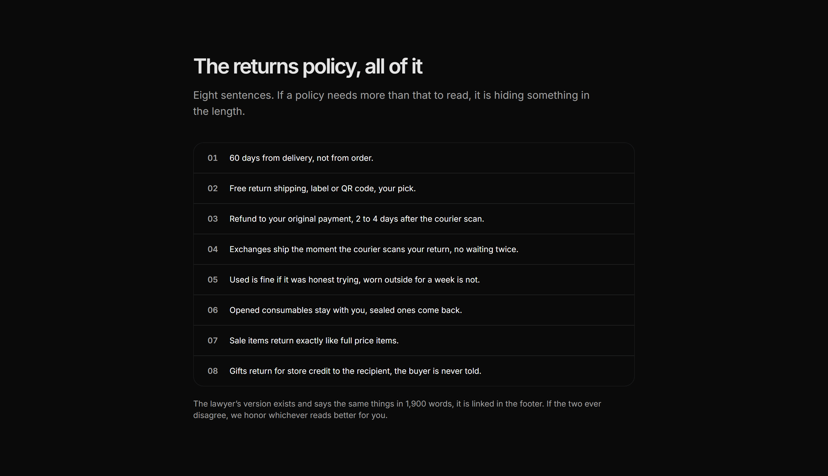 Ecommerce Return: Plain Language Policy