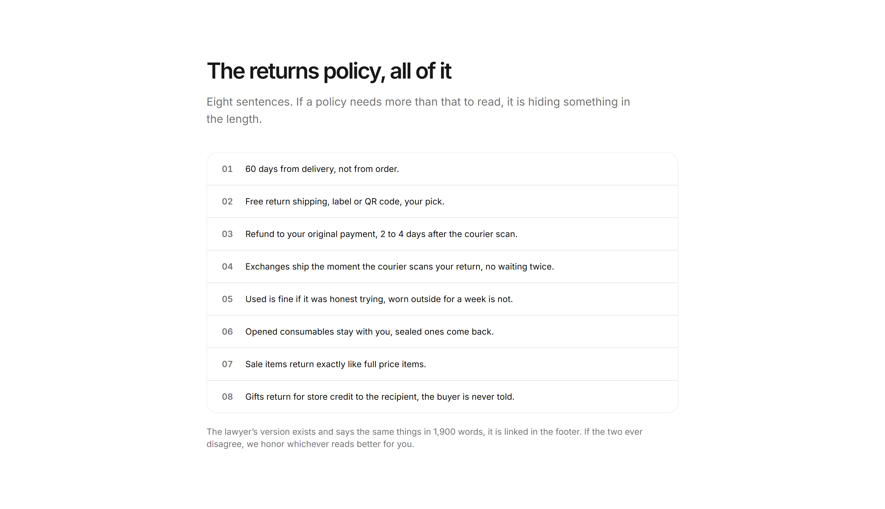 Ecommerce Return: Plain Language Policy