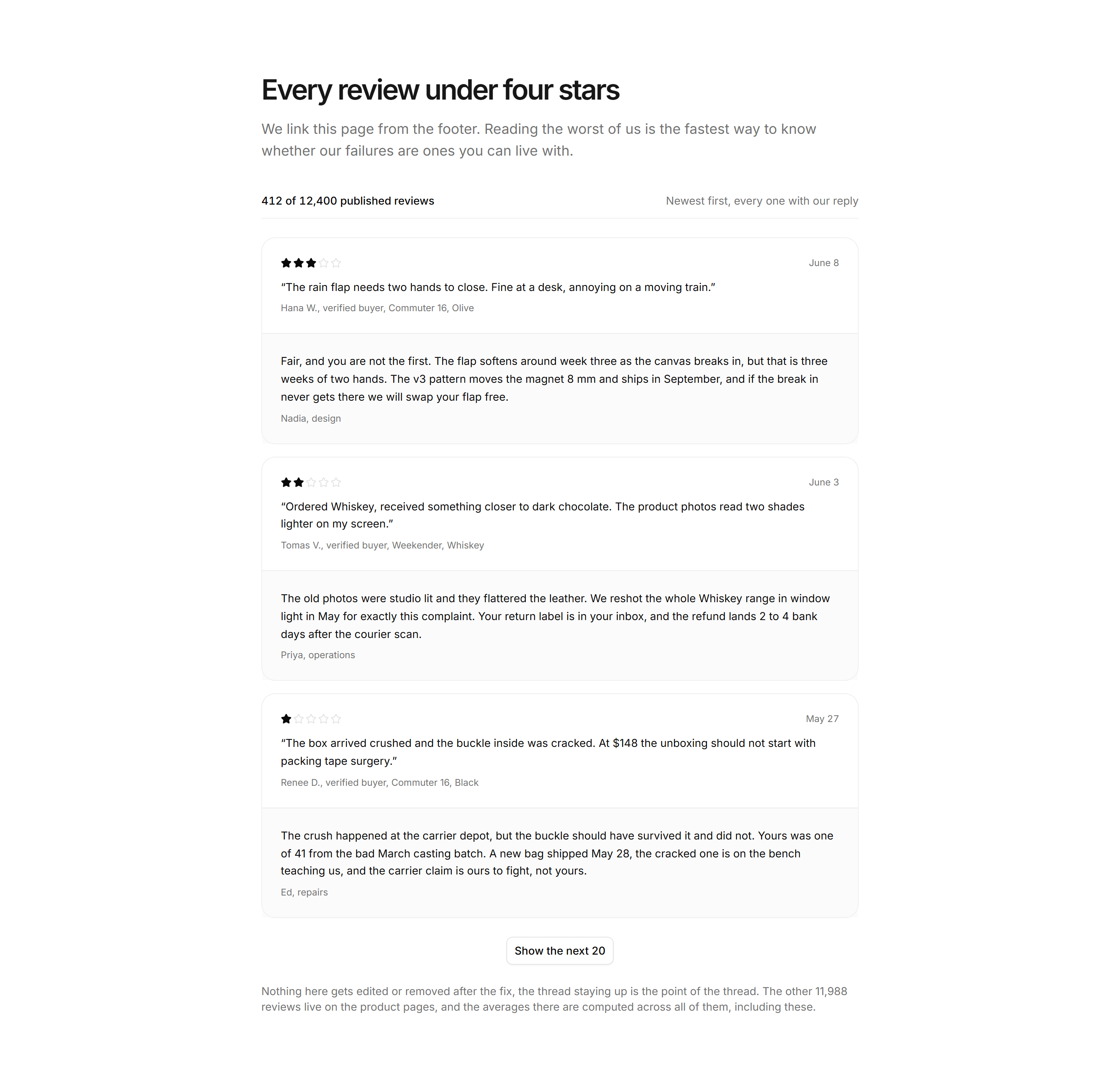 Ecommerce Review: Critical Reviews Page