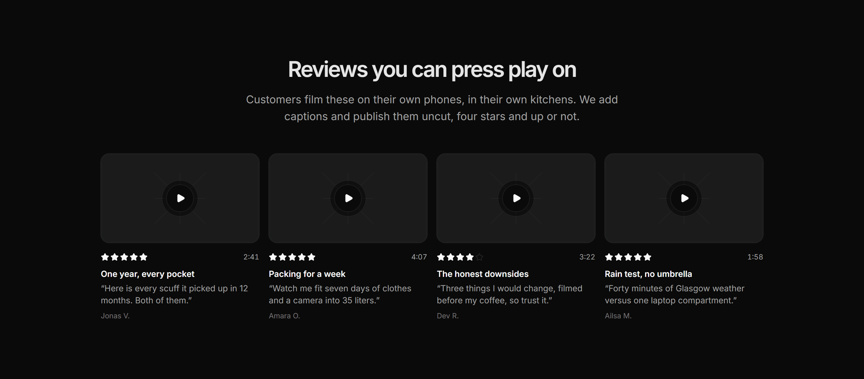 Ecommerce Review: Video Reviews Row