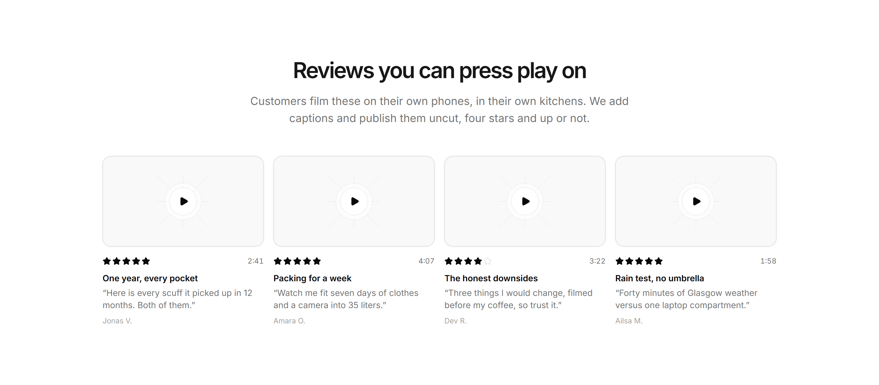 Ecommerce Review: Video Reviews Row