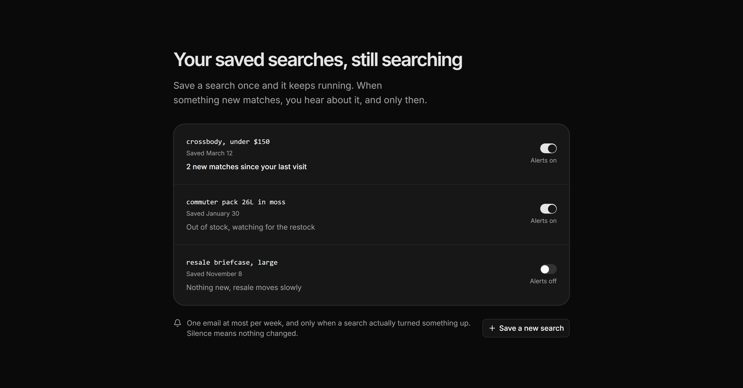 Ecommerce Search: Saved Search Alerts