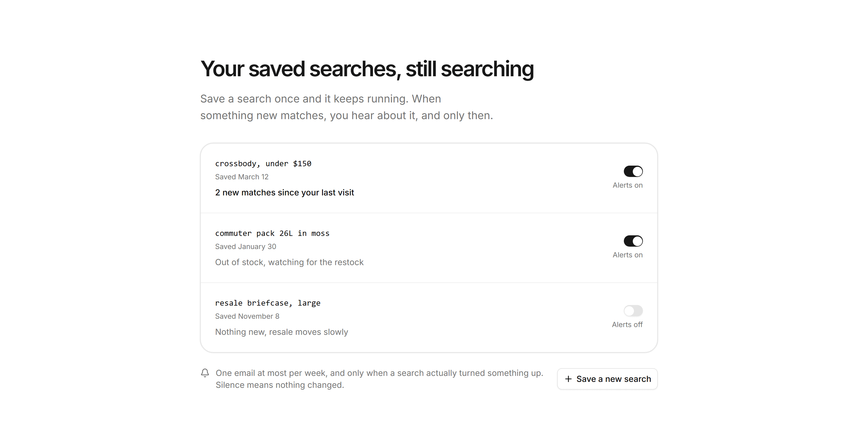 Ecommerce Search: Saved Search Alerts