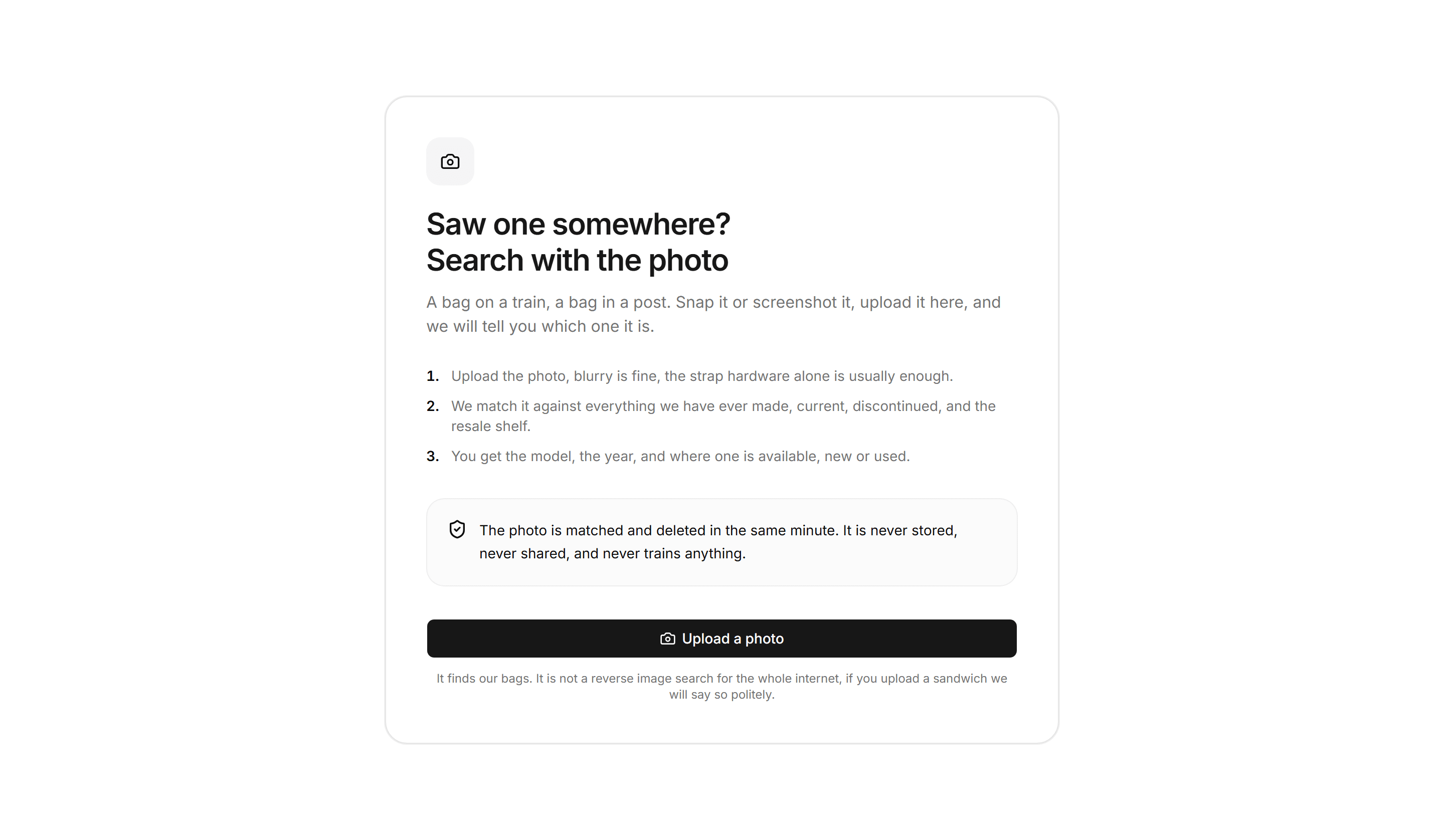 Ecommerce Search: Search By Photo Card