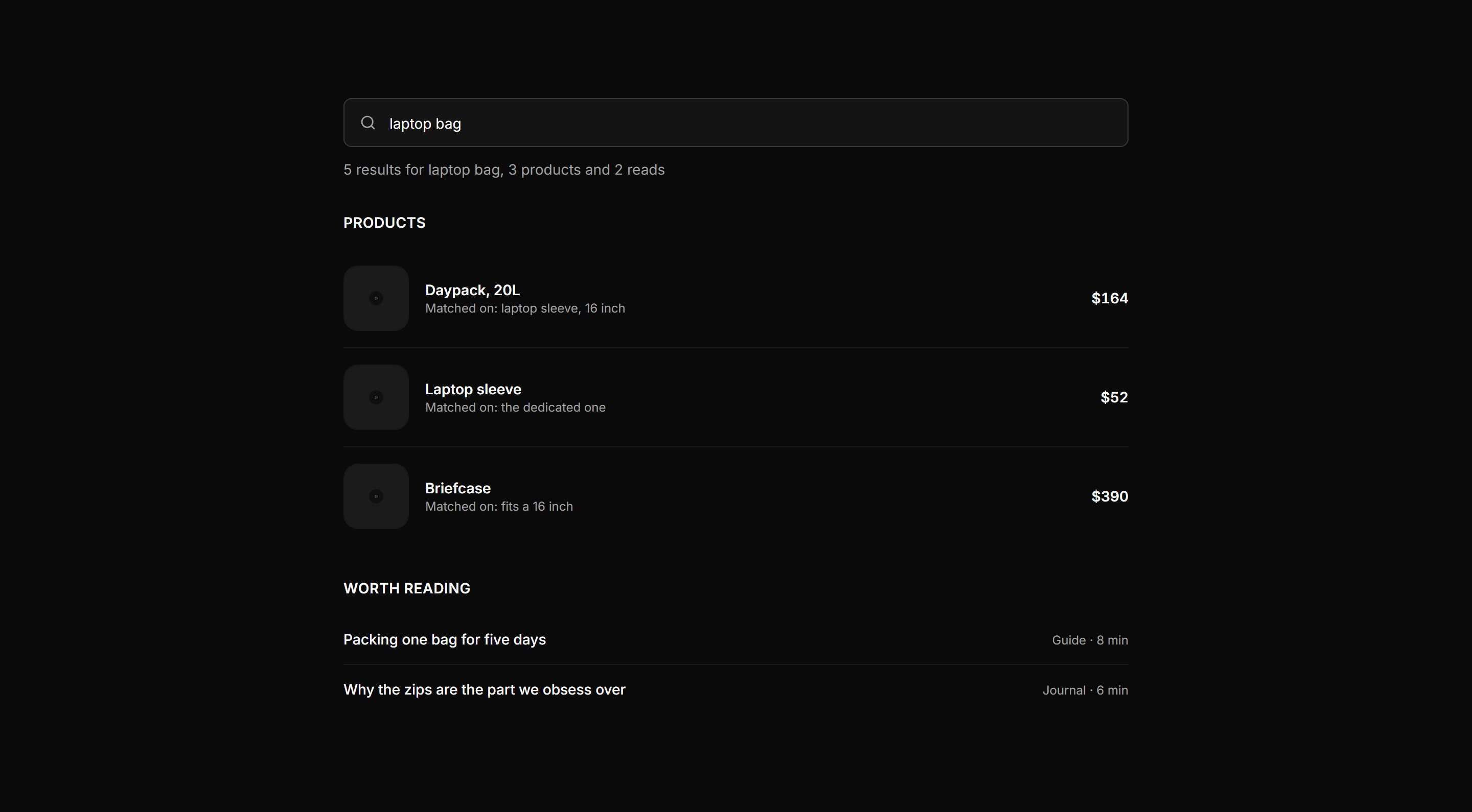 Ecommerce Search: Search Results Page