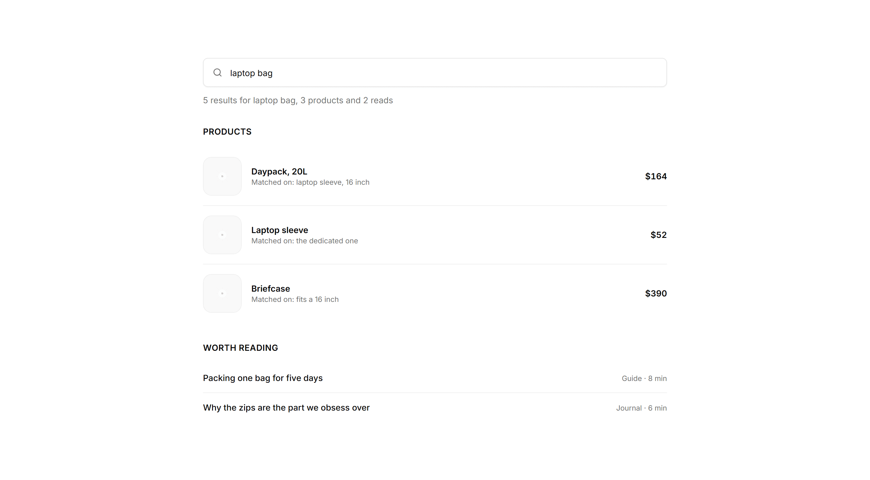 Ecommerce Search: Search Results Page