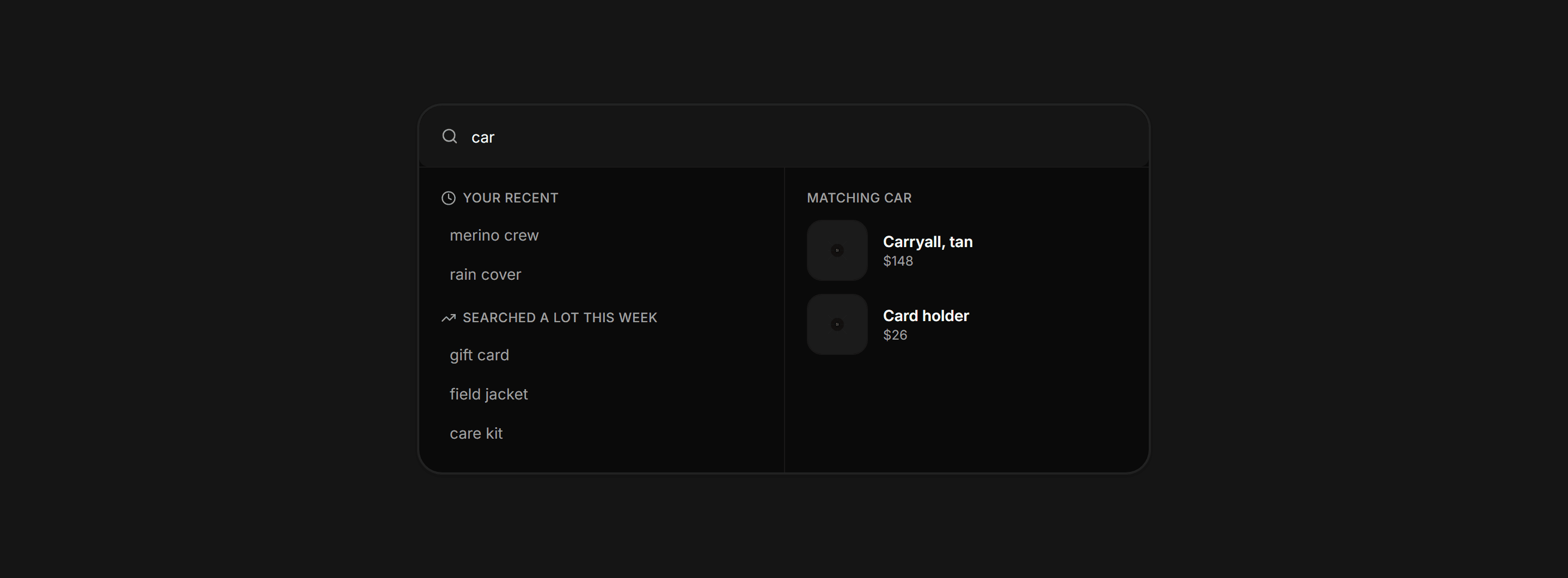Ecommerce Search: Search Suggestions Panel