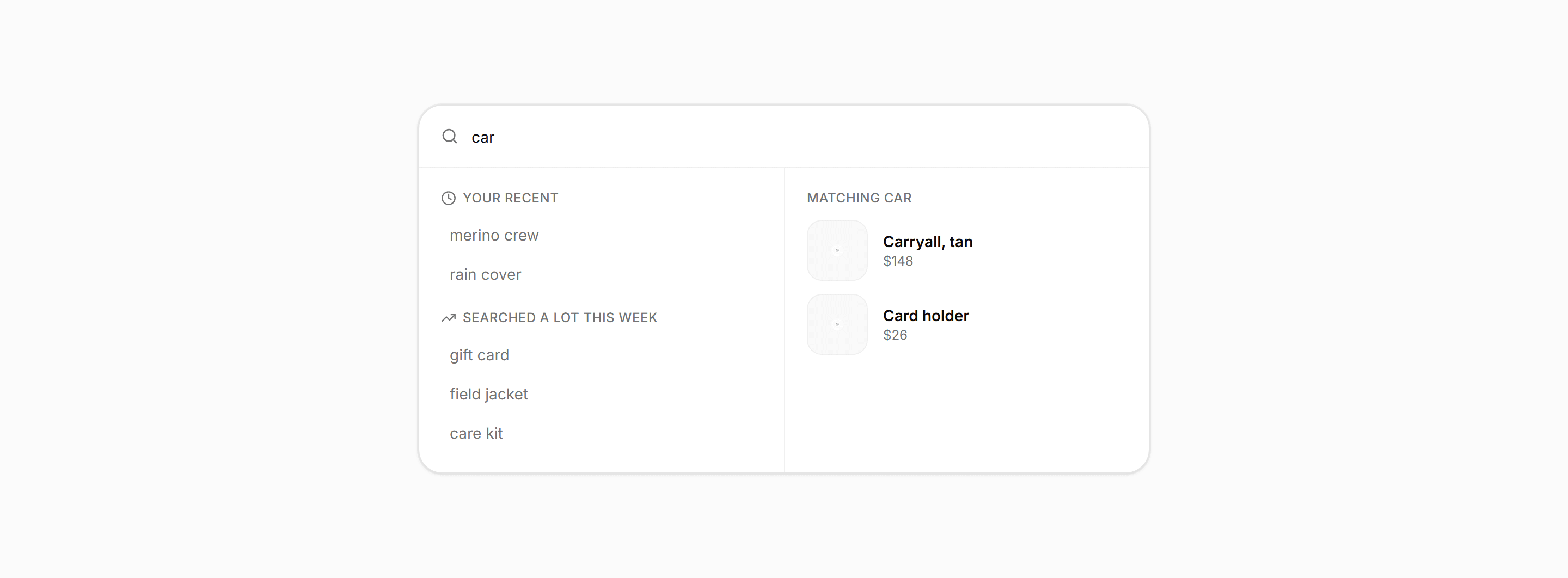 Ecommerce Search: Search Suggestions Panel