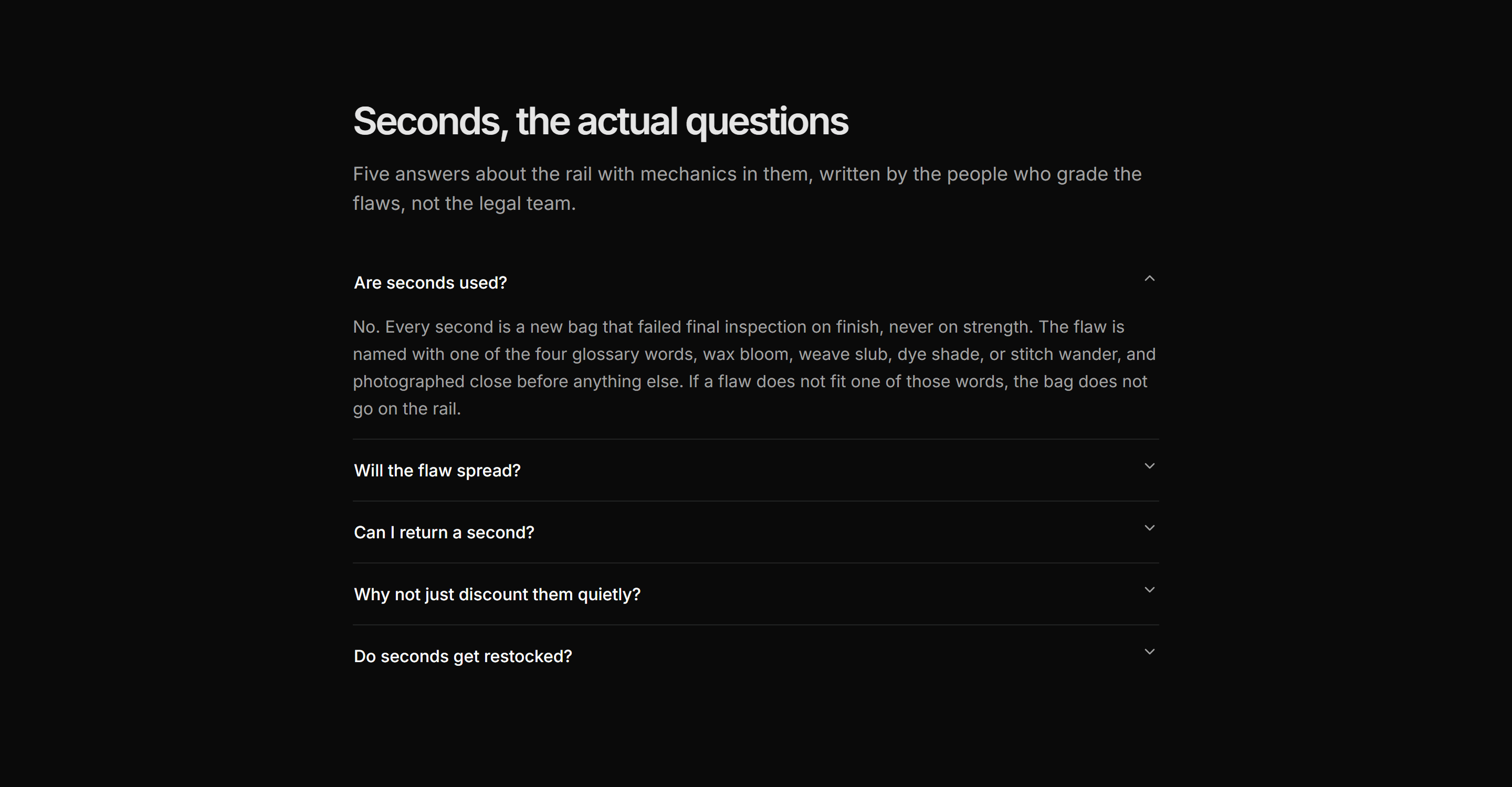 Ecommerce Seconds and Outlet: Seconds Faq