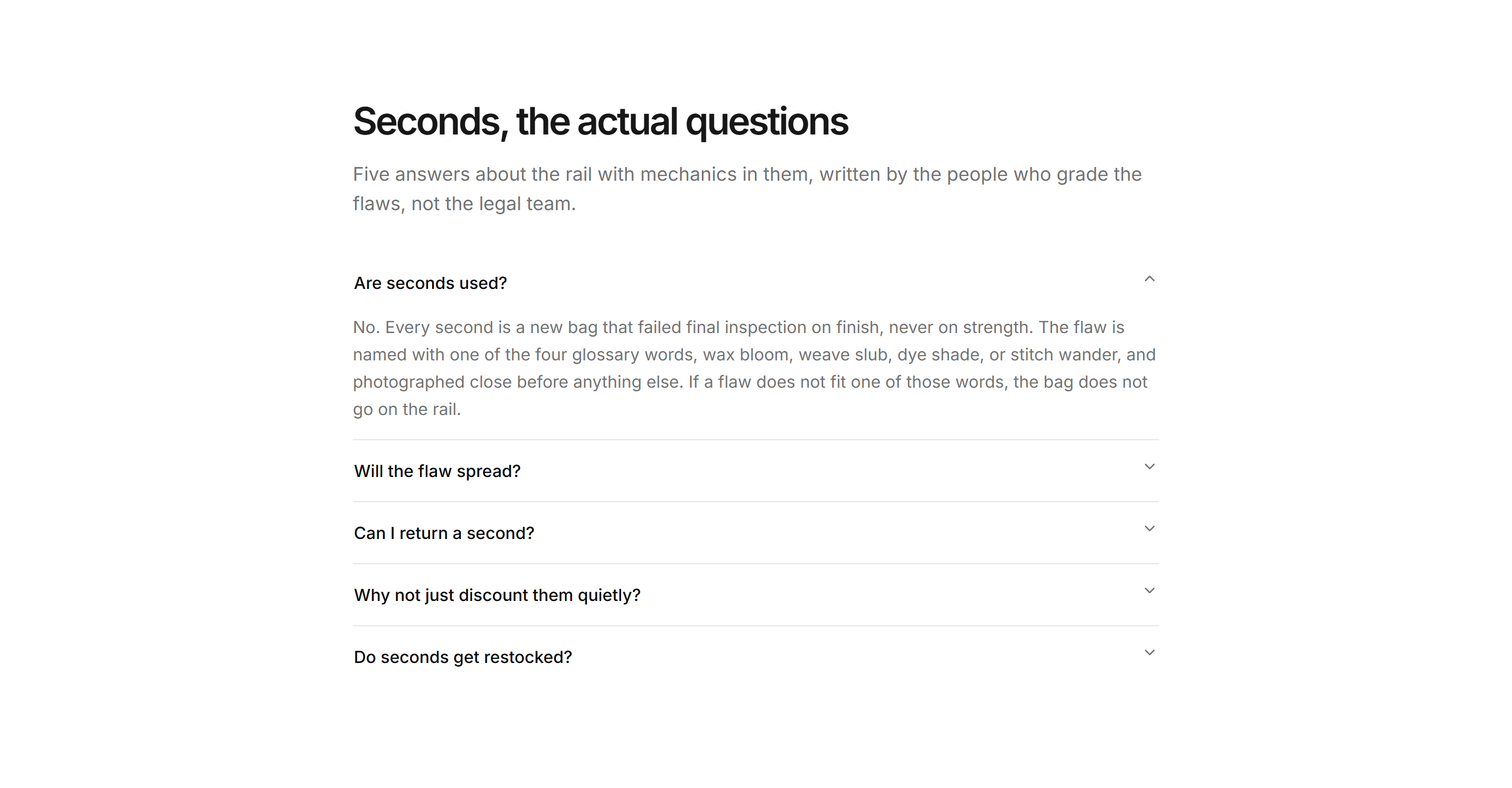 Ecommerce Seconds and Outlet: Seconds Faq