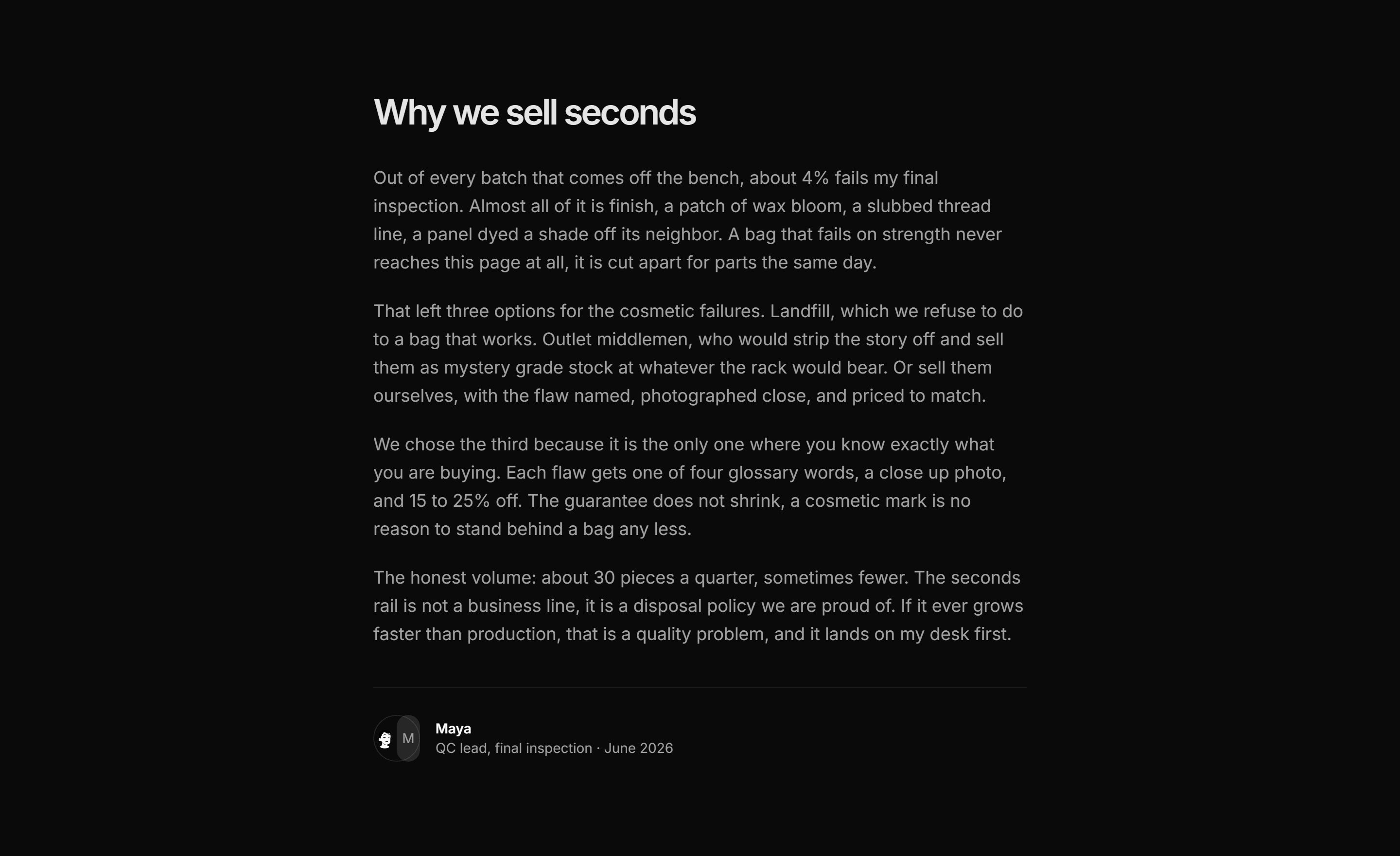 Ecommerce Seconds and Outlet: Why Seconds Exist Letter