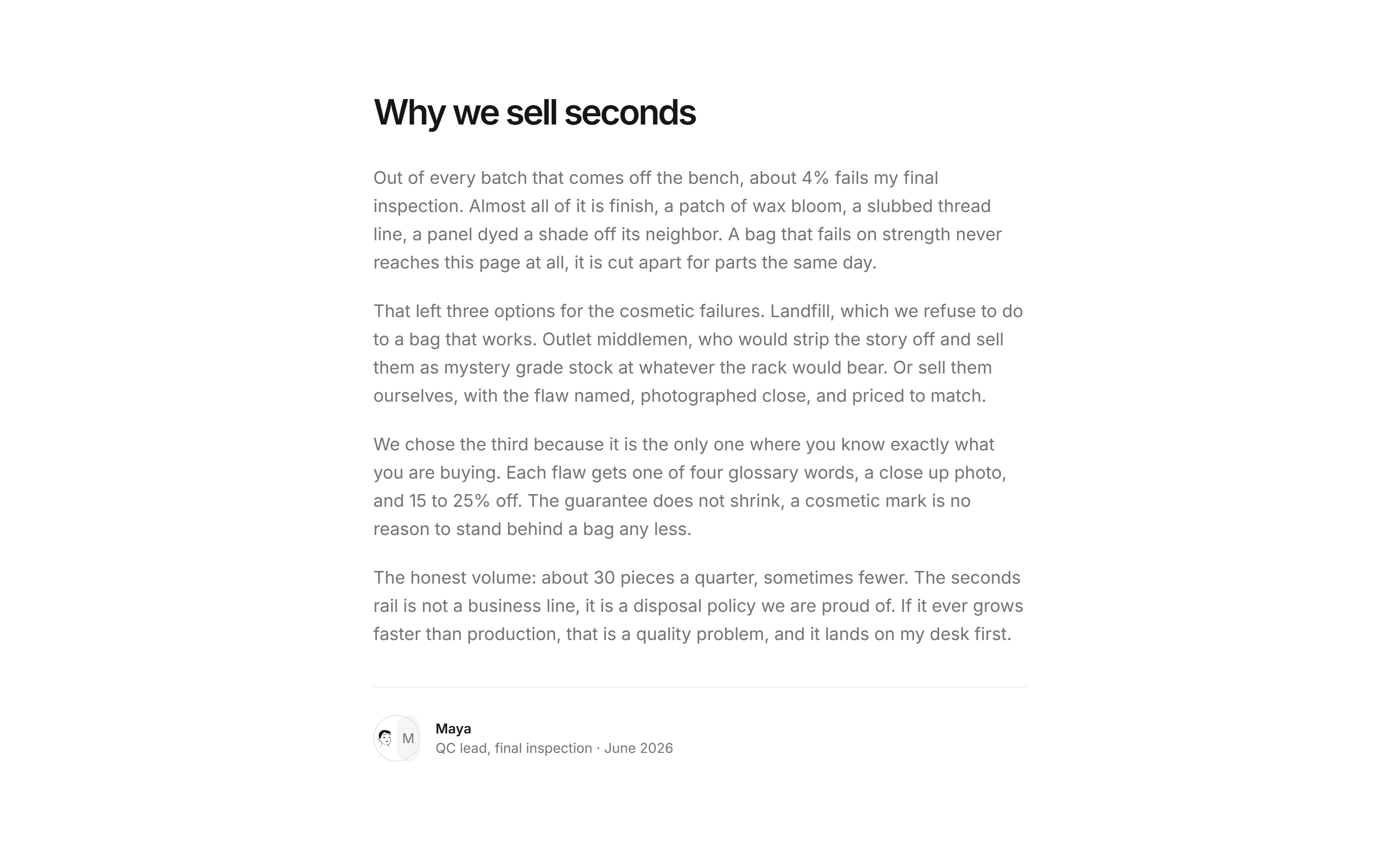 Ecommerce Seconds and Outlet: Why Seconds Exist Letter