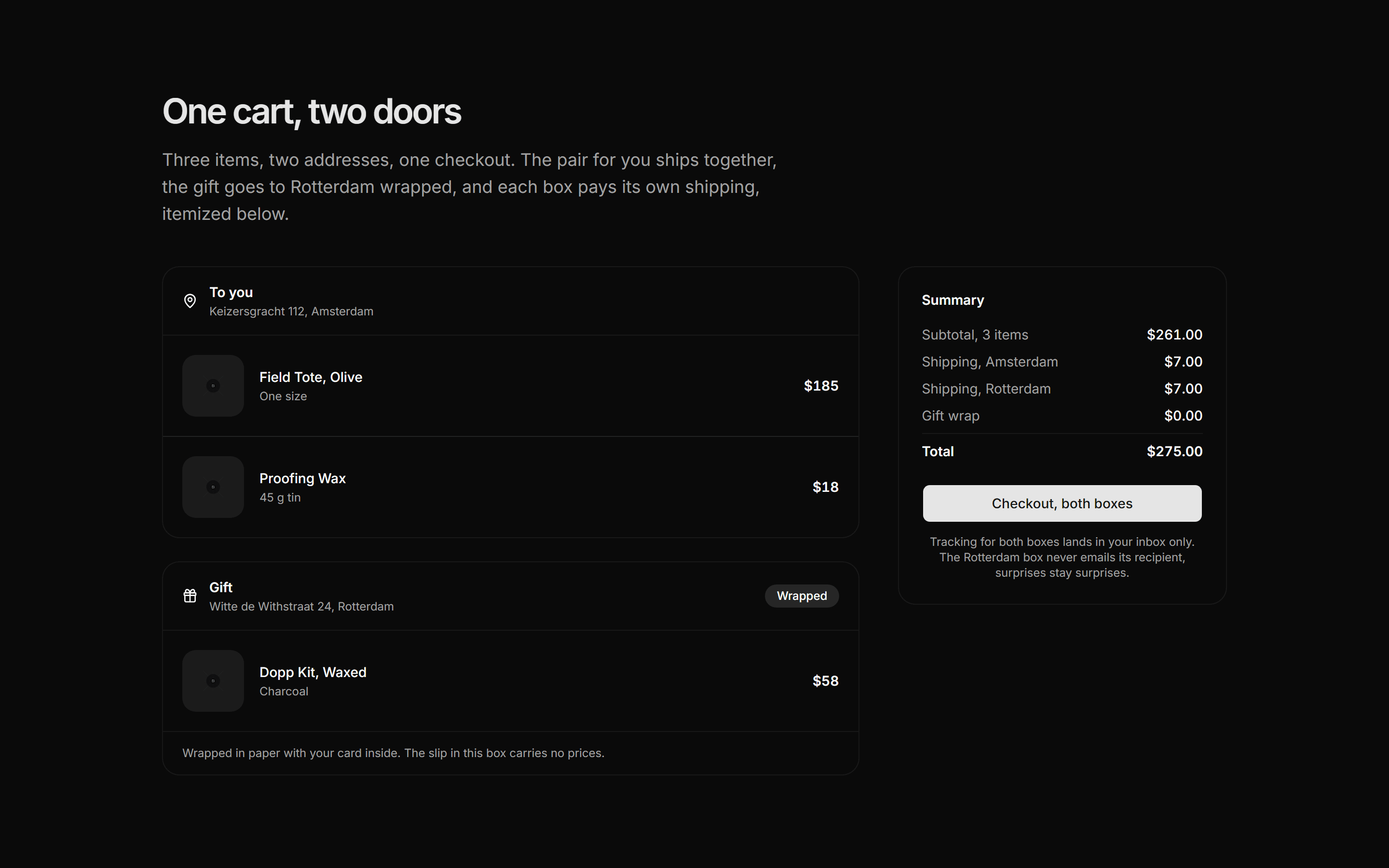 Ecommerce Cart: Cart With Gift Split