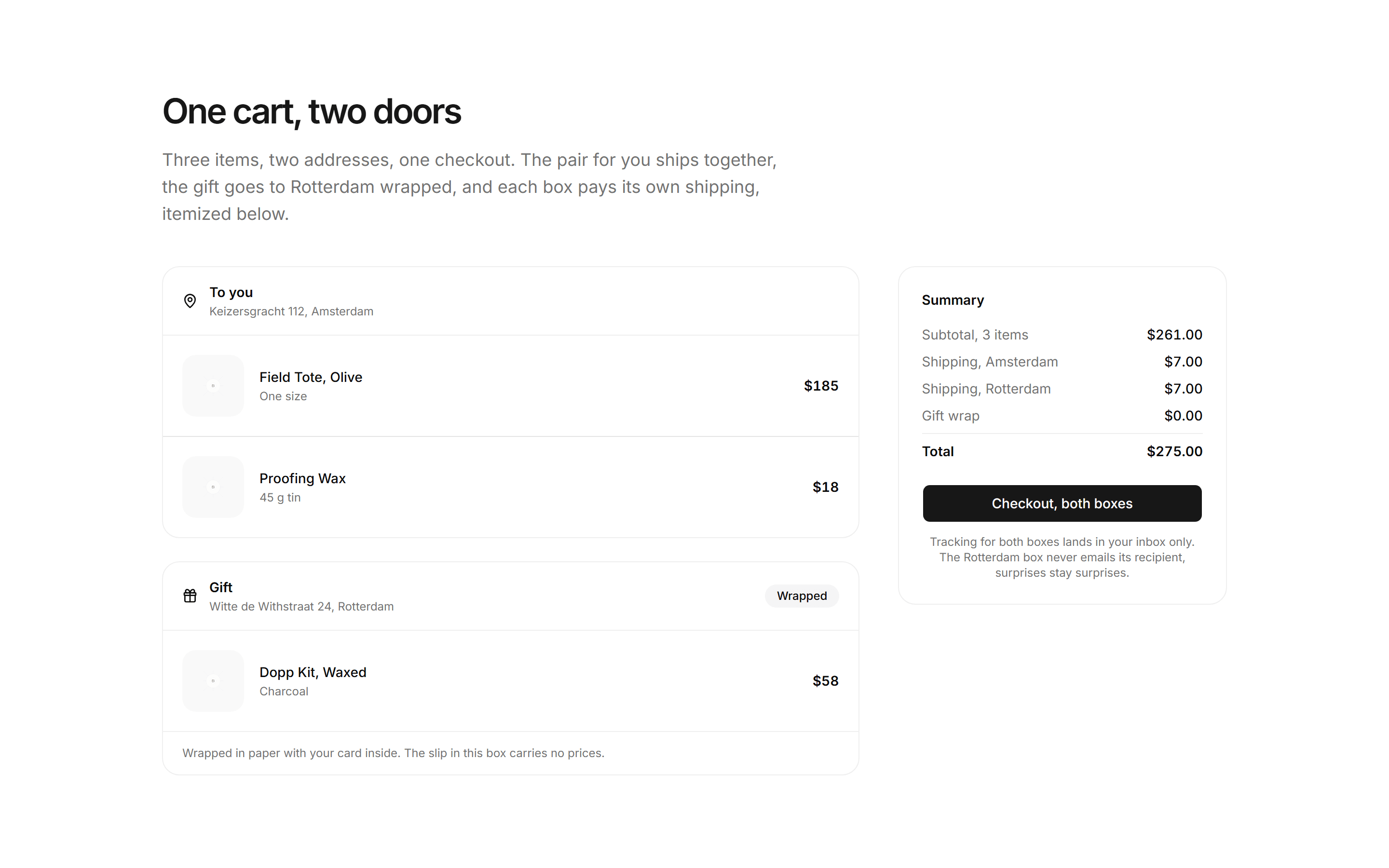 Ecommerce Cart: Cart With Gift Split