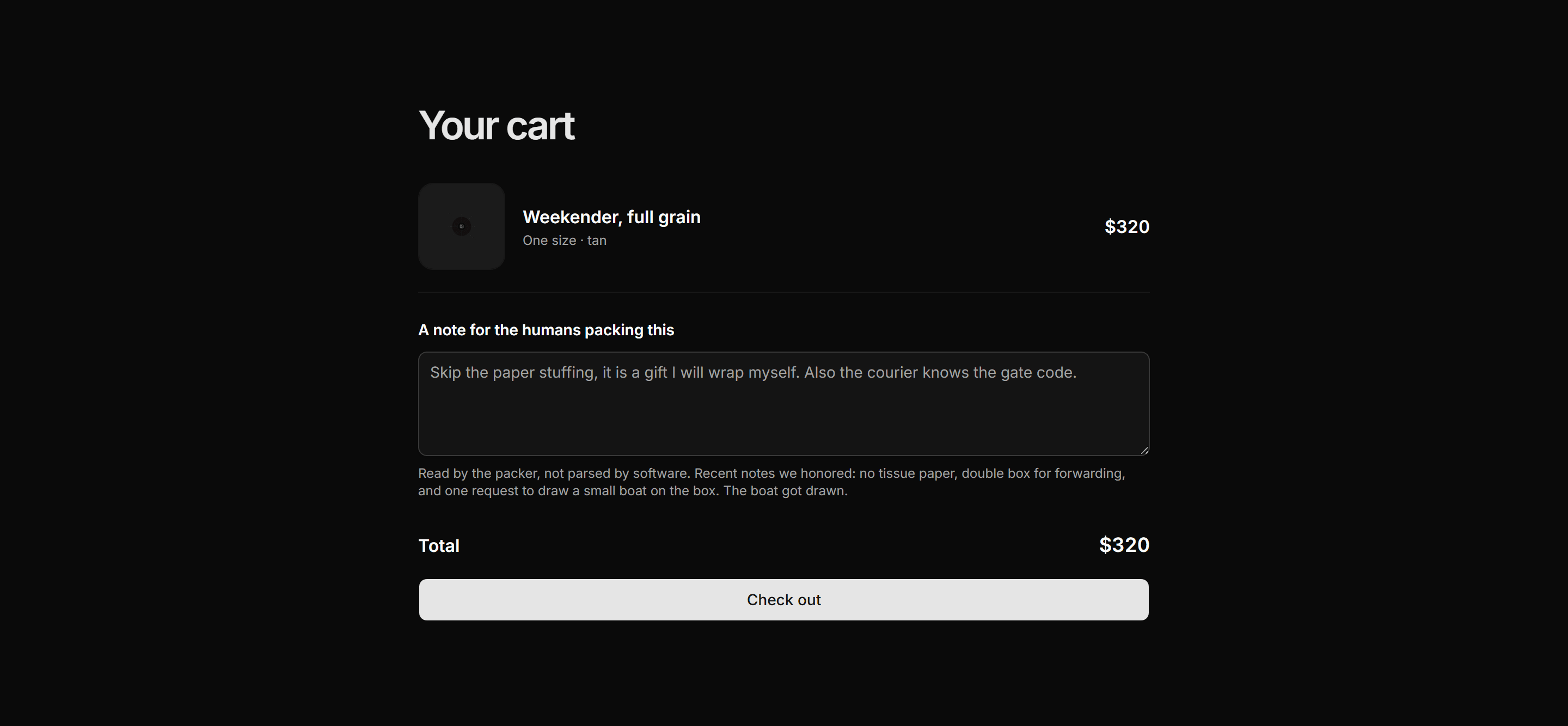 Ecommerce Cart: Cart With Order Notes