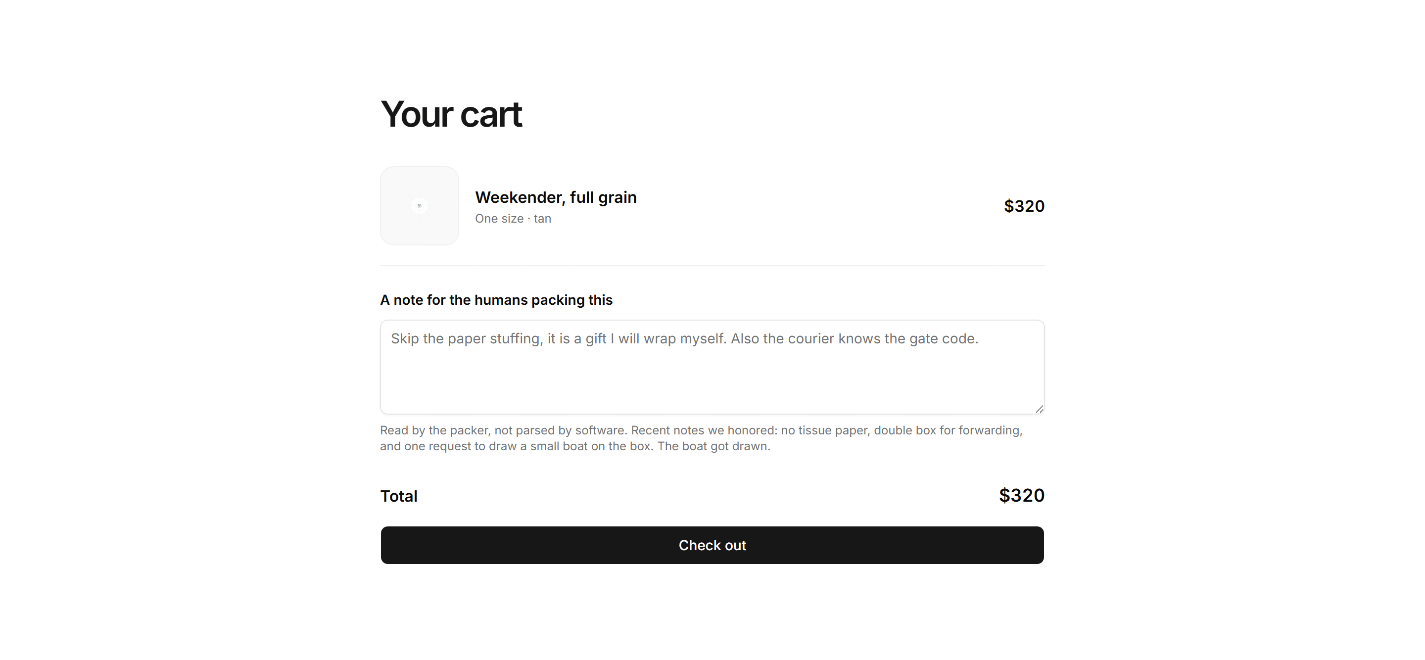 Ecommerce Cart: Cart With Order Notes