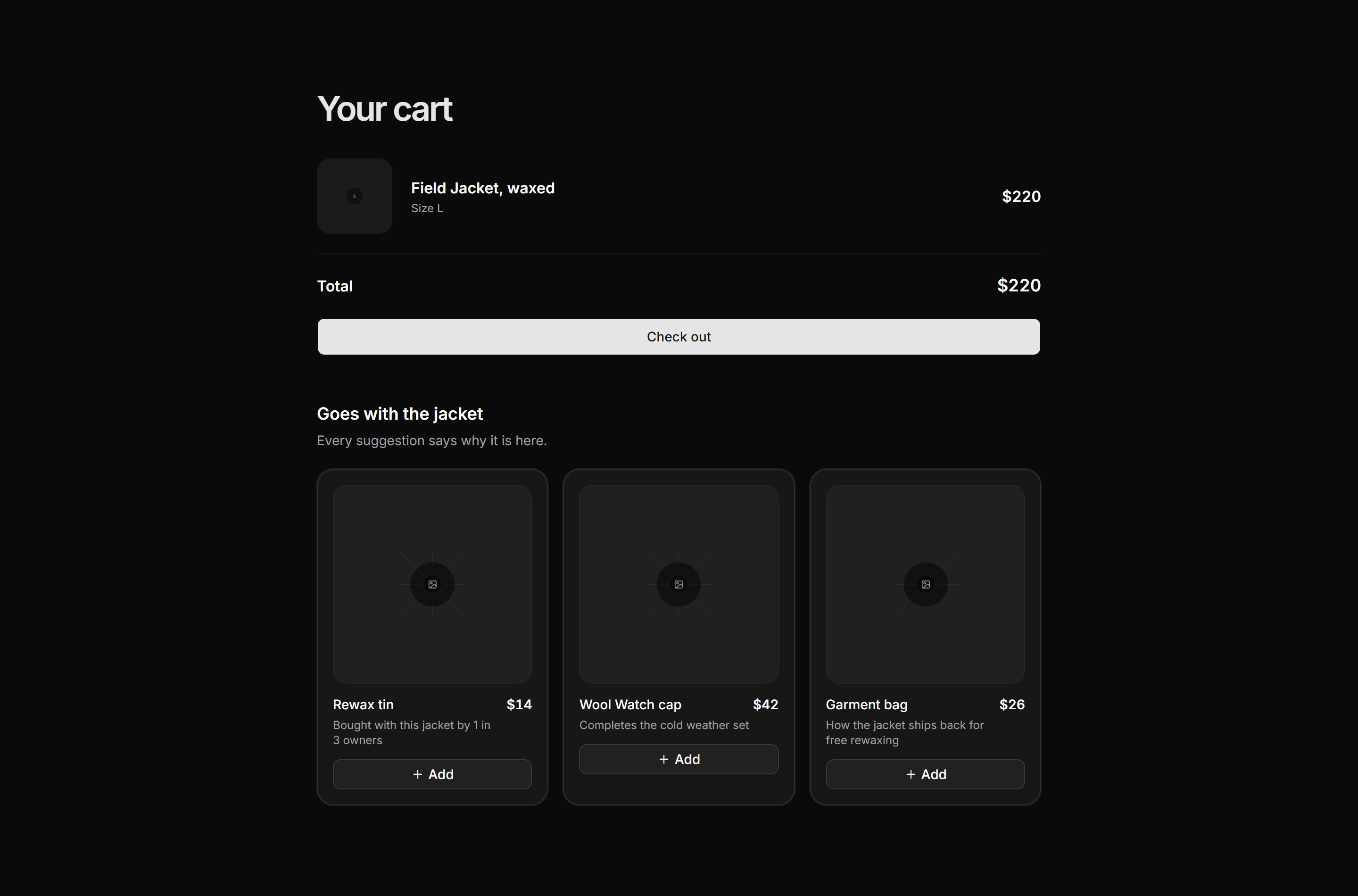 Ecommerce Cart: Cart With Recommendations