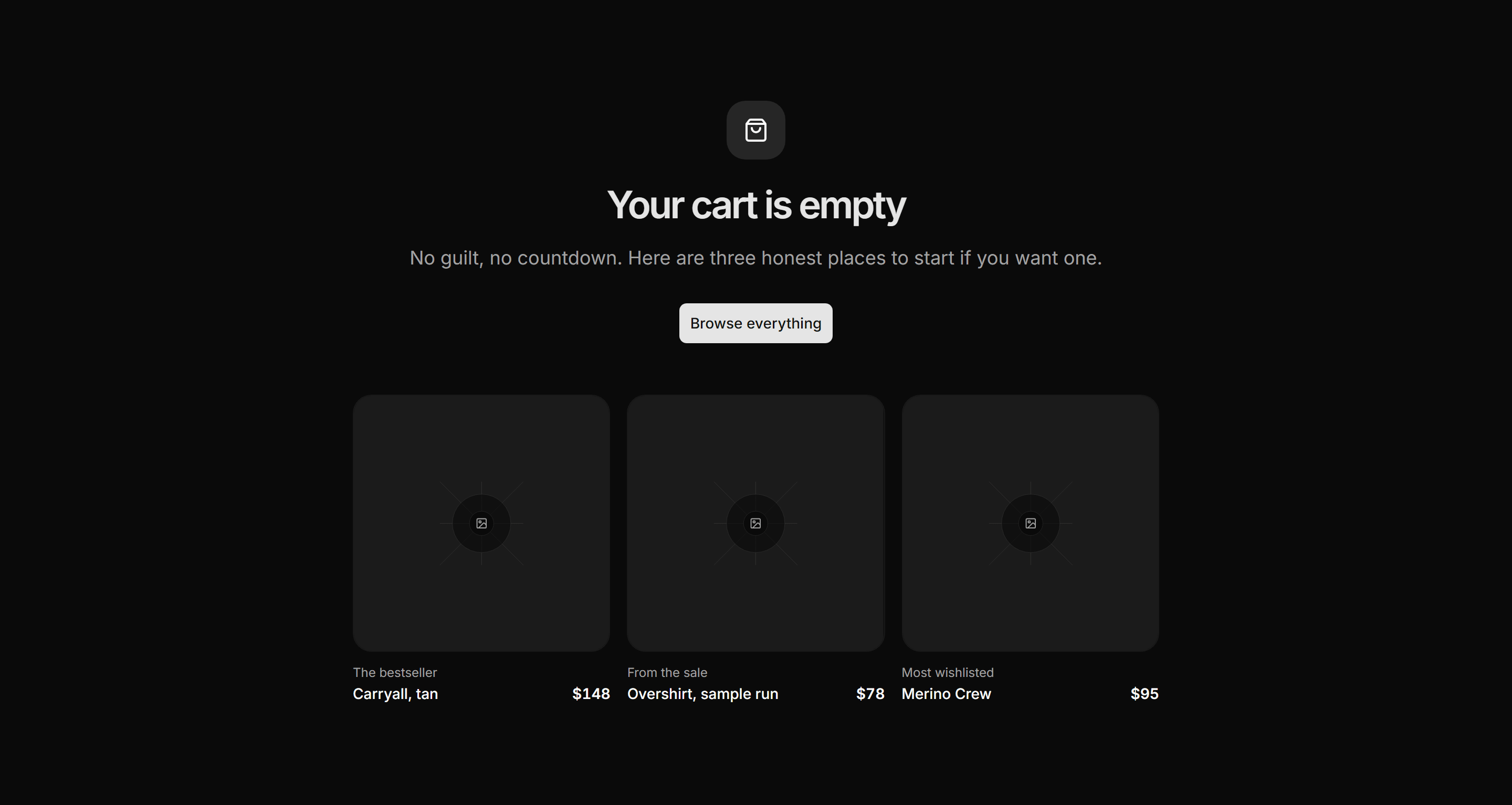 Ecommerce Cart: Empty Cart State