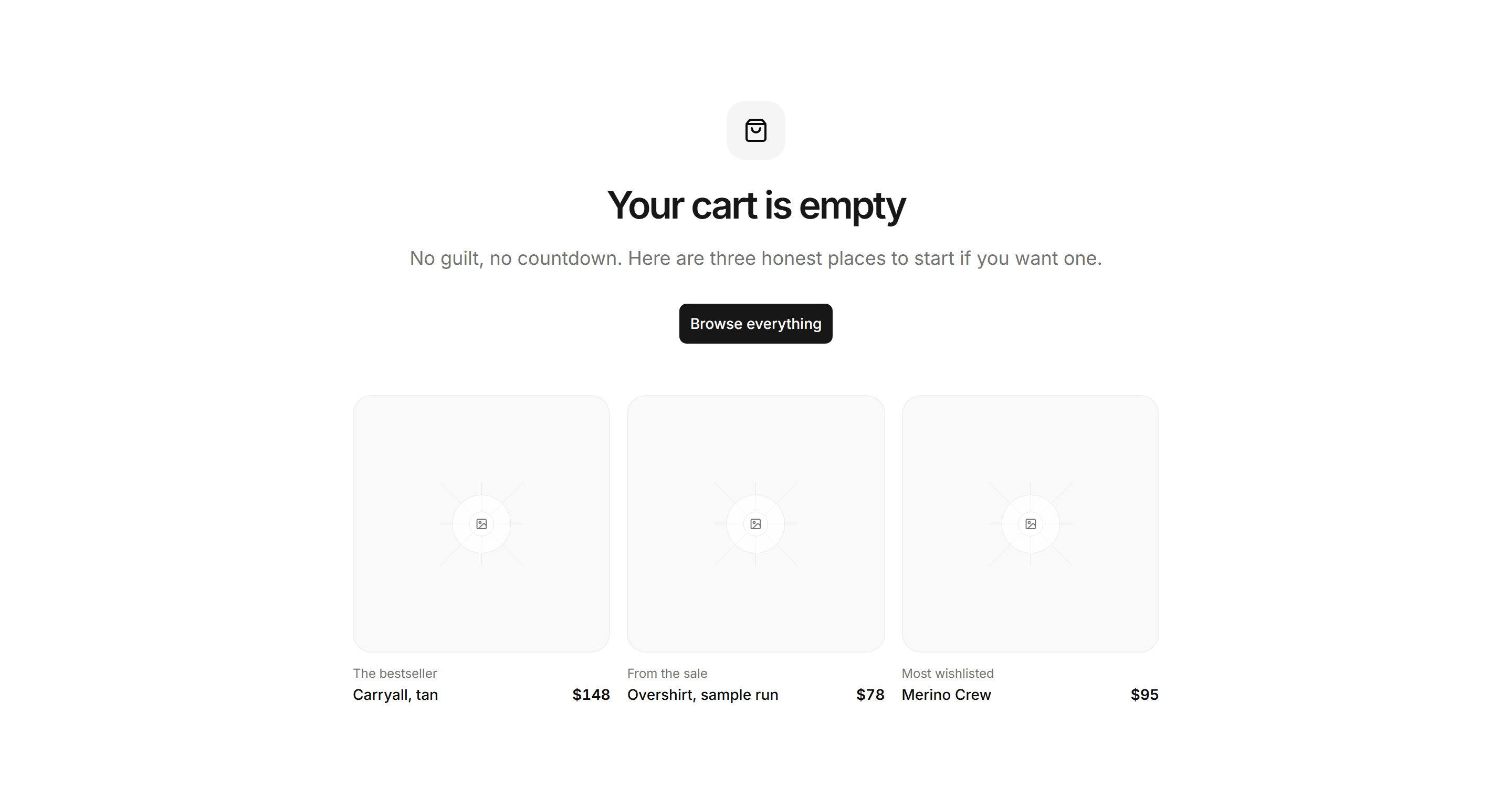 Ecommerce Cart: Empty Cart State