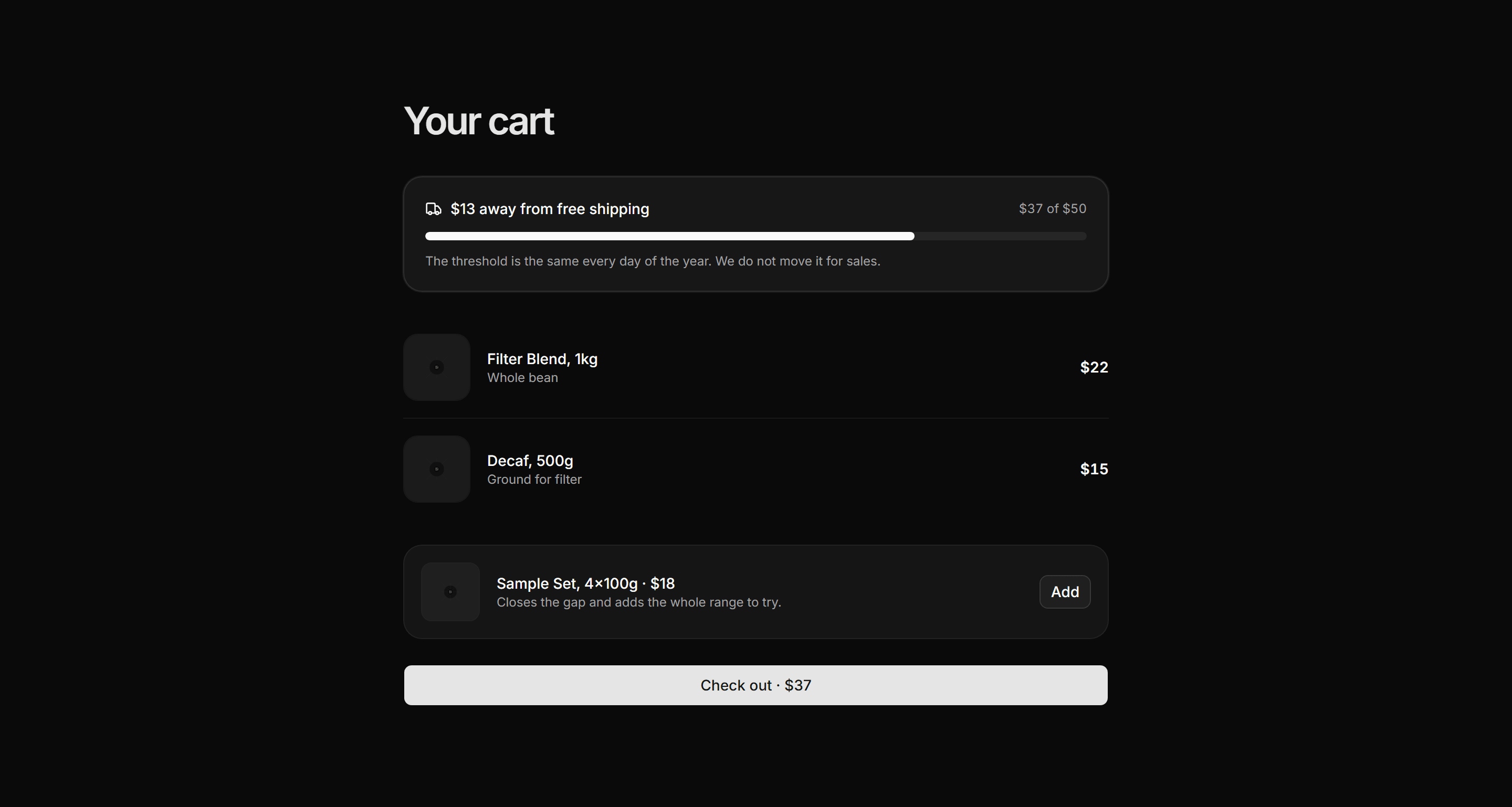 Ecommerce Cart: Free Shipping Progress Cart