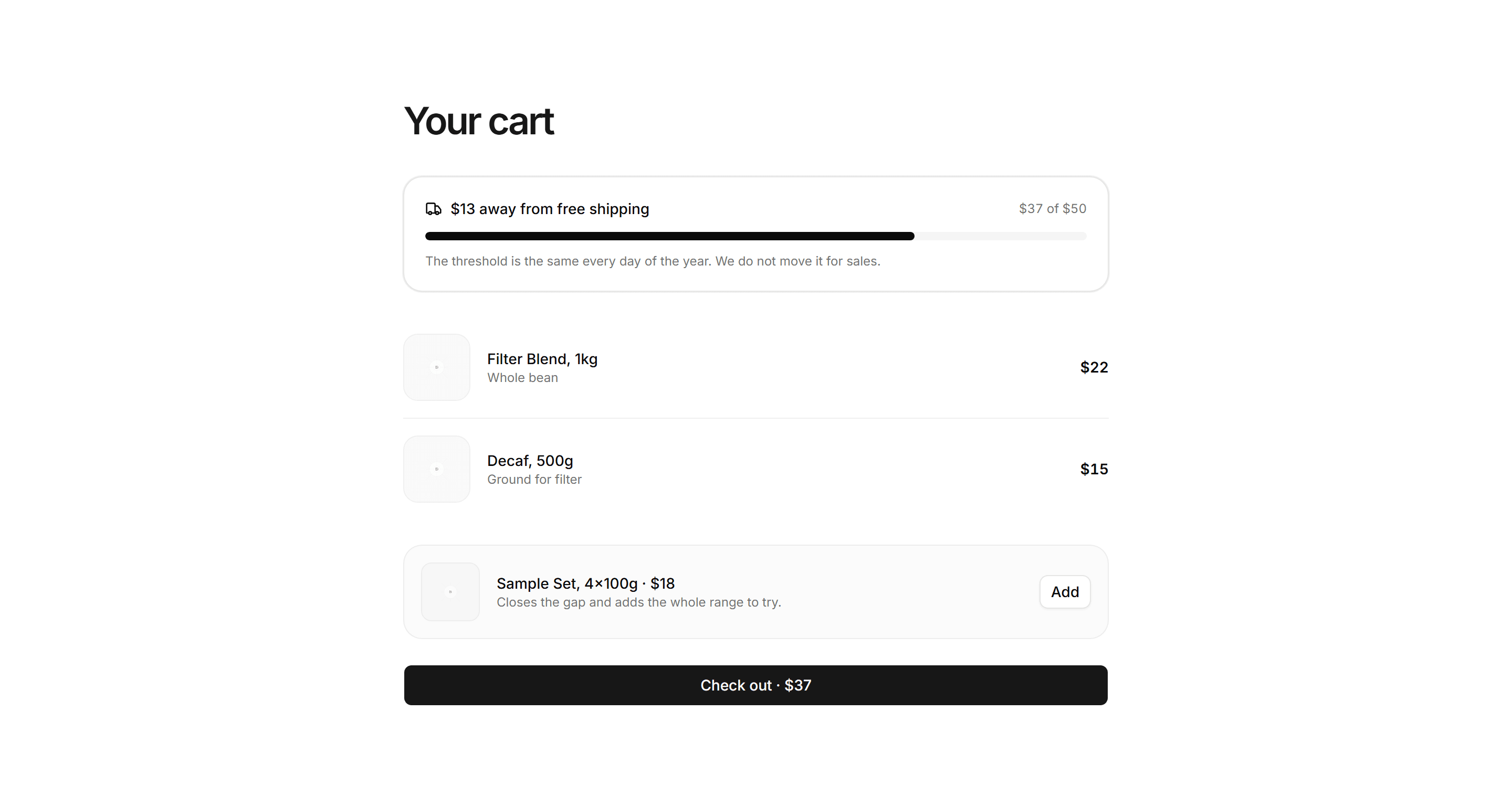 Ecommerce Cart: Free Shipping Progress Cart