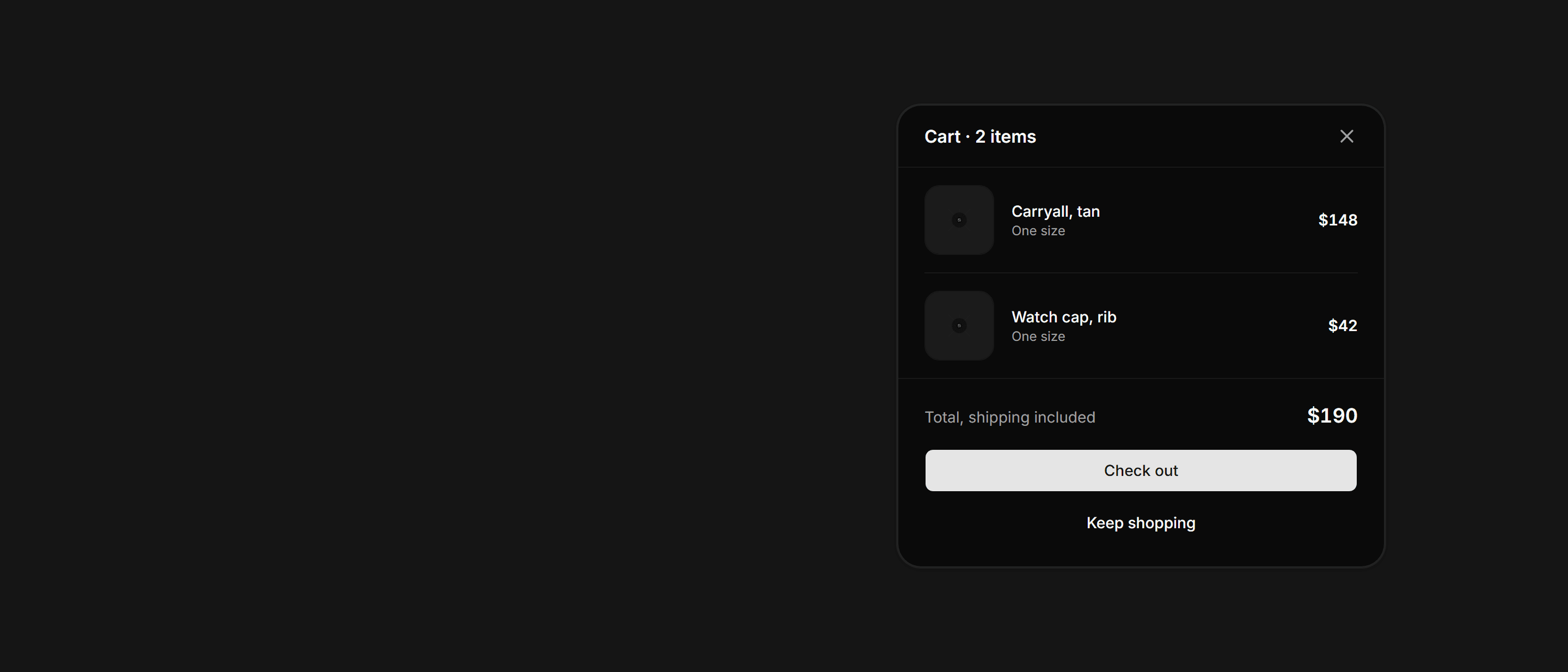Ecommerce Cart: Mini Cart Panel