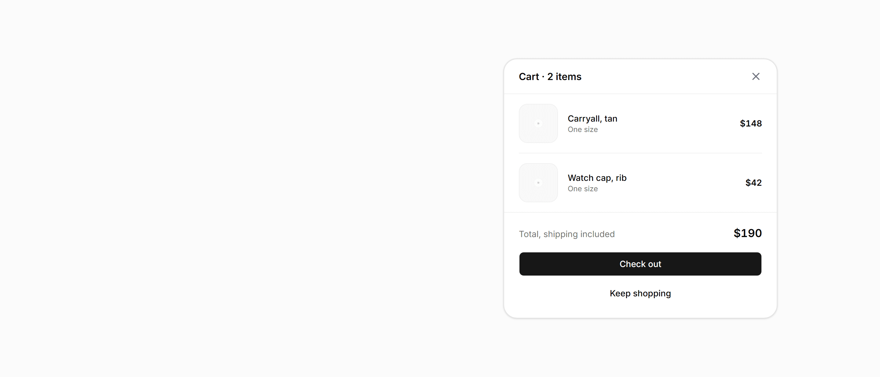 Ecommerce Cart: Mini Cart Panel