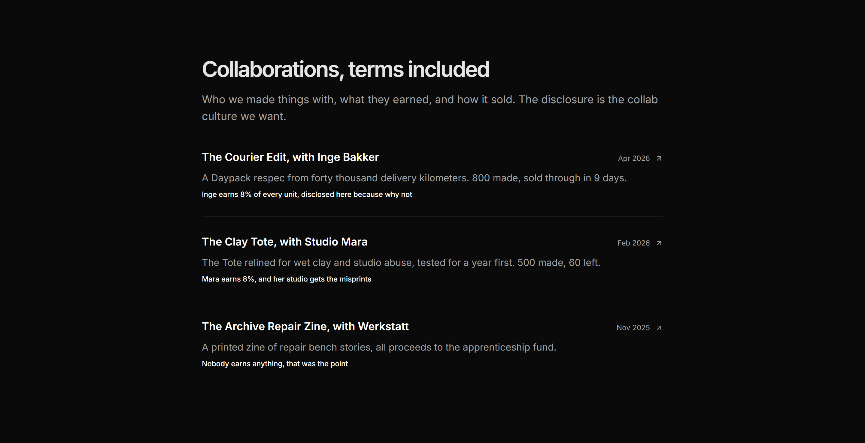 Ecommerce Social Proof: Creator Collabs List