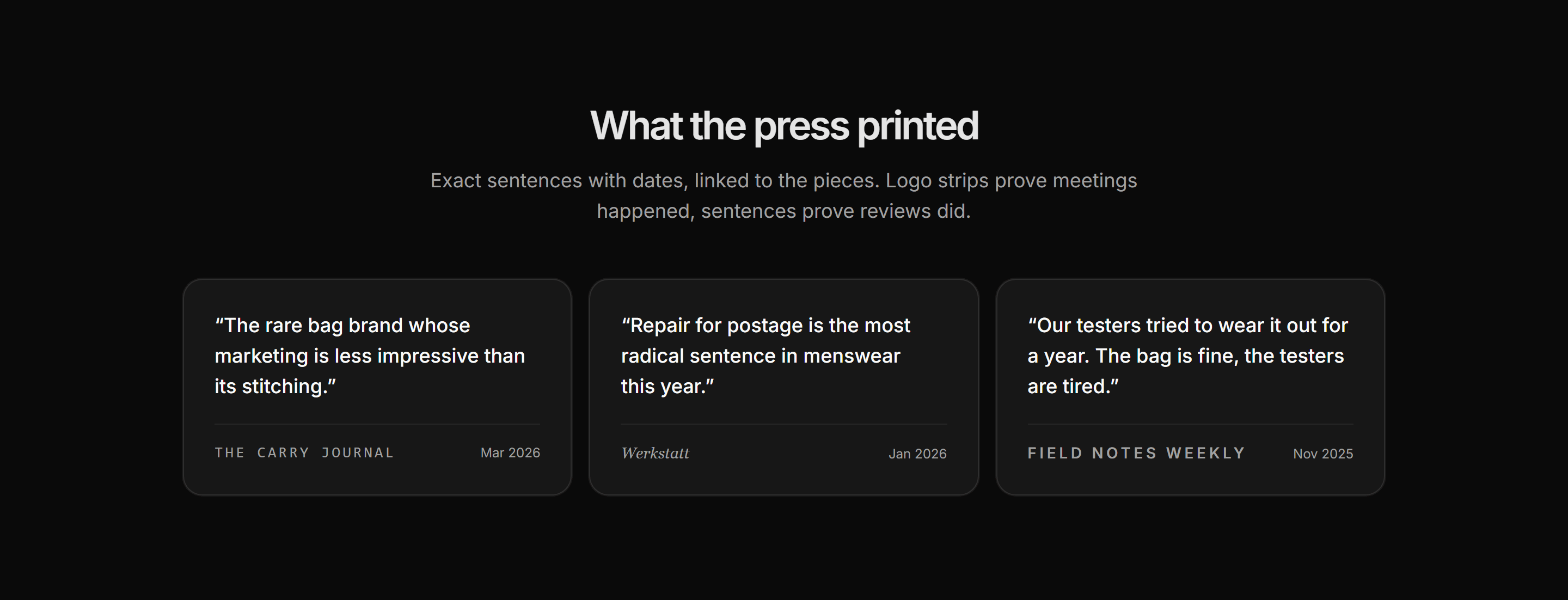 Ecommerce Social Proof: Press Quotes Row