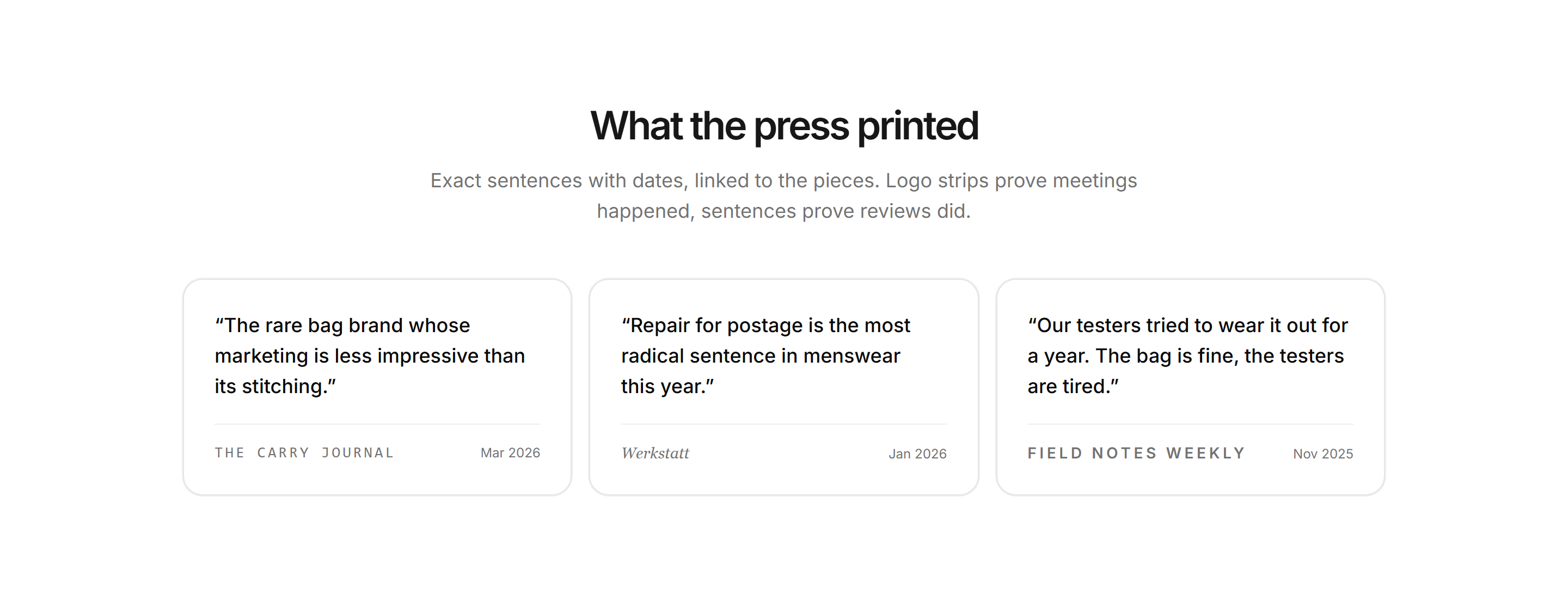 Ecommerce Social Proof: Press Quotes Row