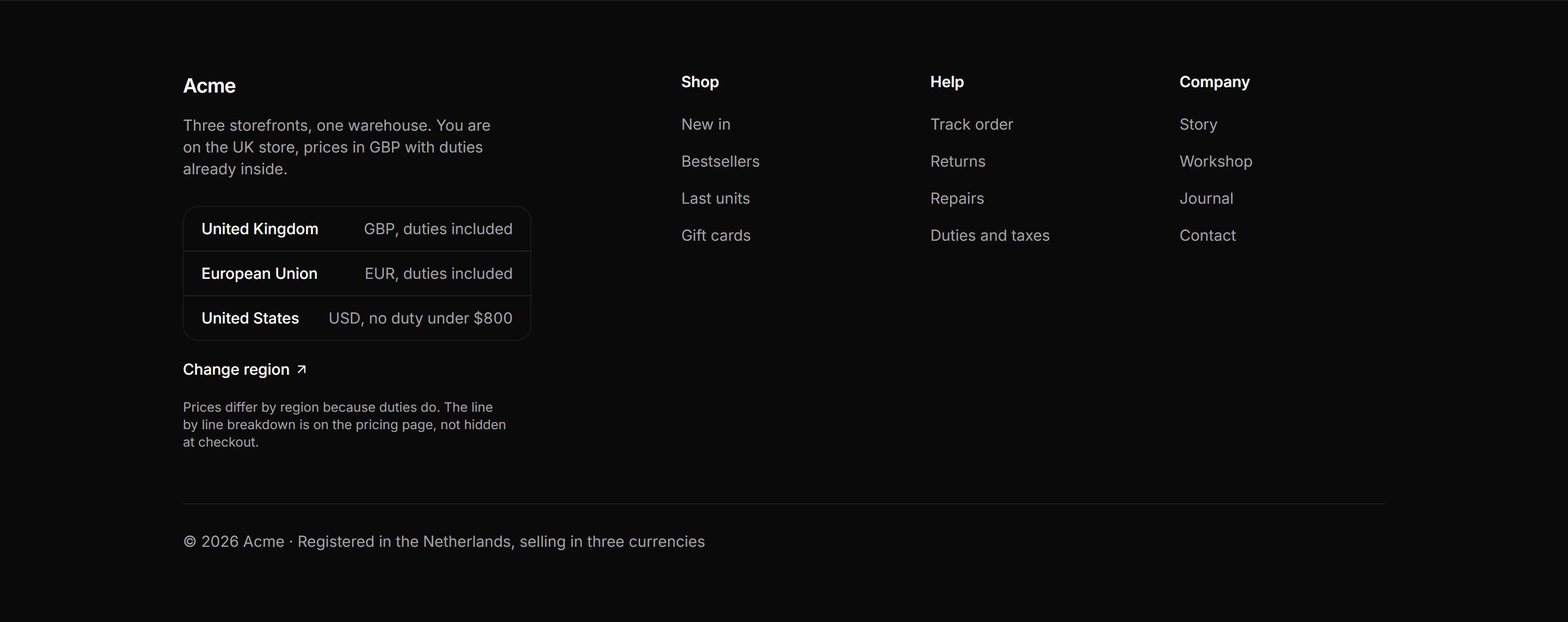 Ecommerce Footer: Footer With Language Region
