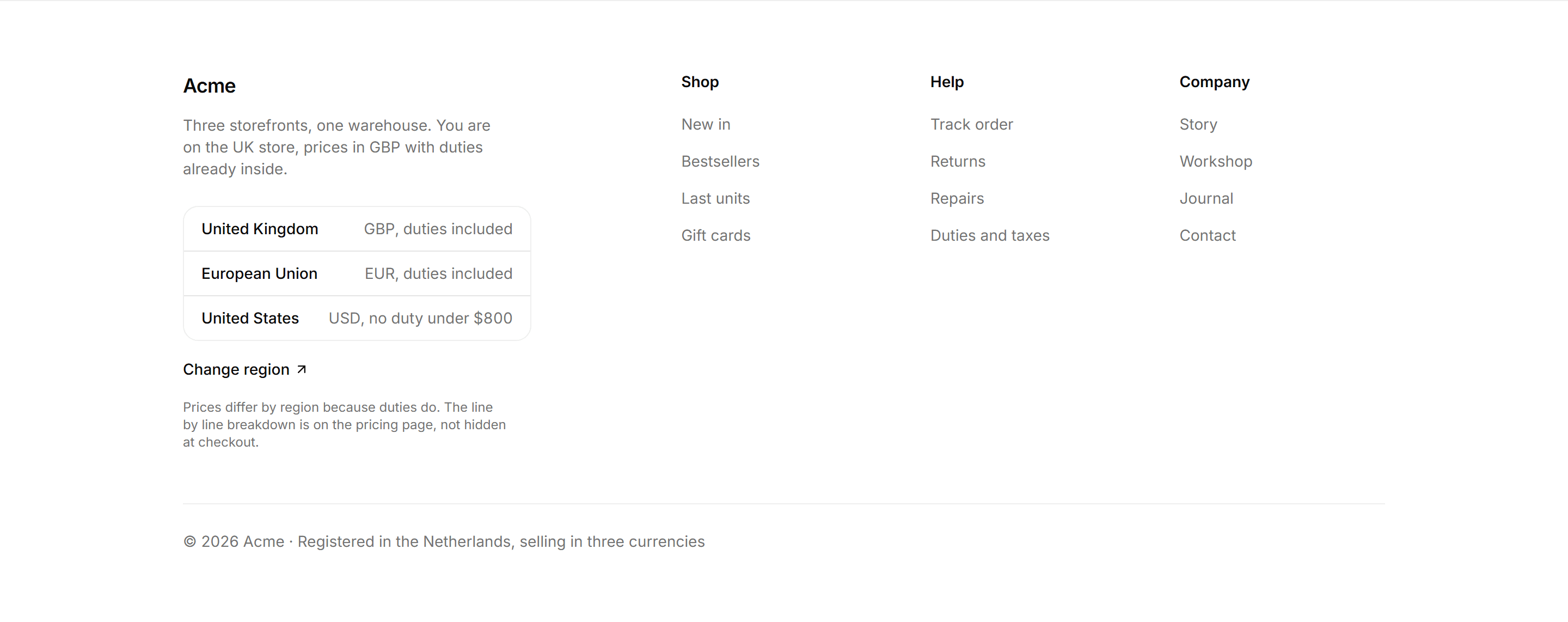 Ecommerce Footer: Footer With Language Region